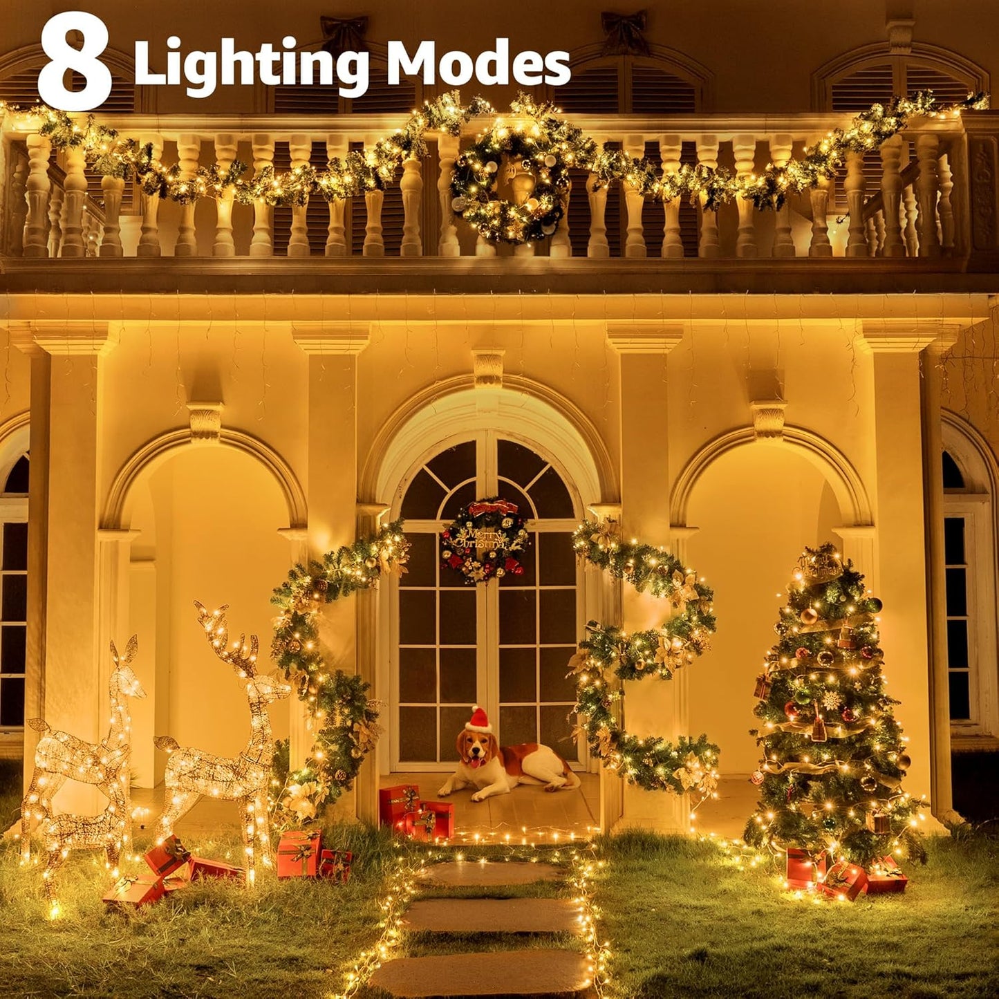 328 FT 1000 LED Christmas Lights Outdoor, Warm White Christmas Lights with Remote, 8 Modes String Lights Plug in Twinkle Fairy Light for Classroom Party Wedding Holiday Decor