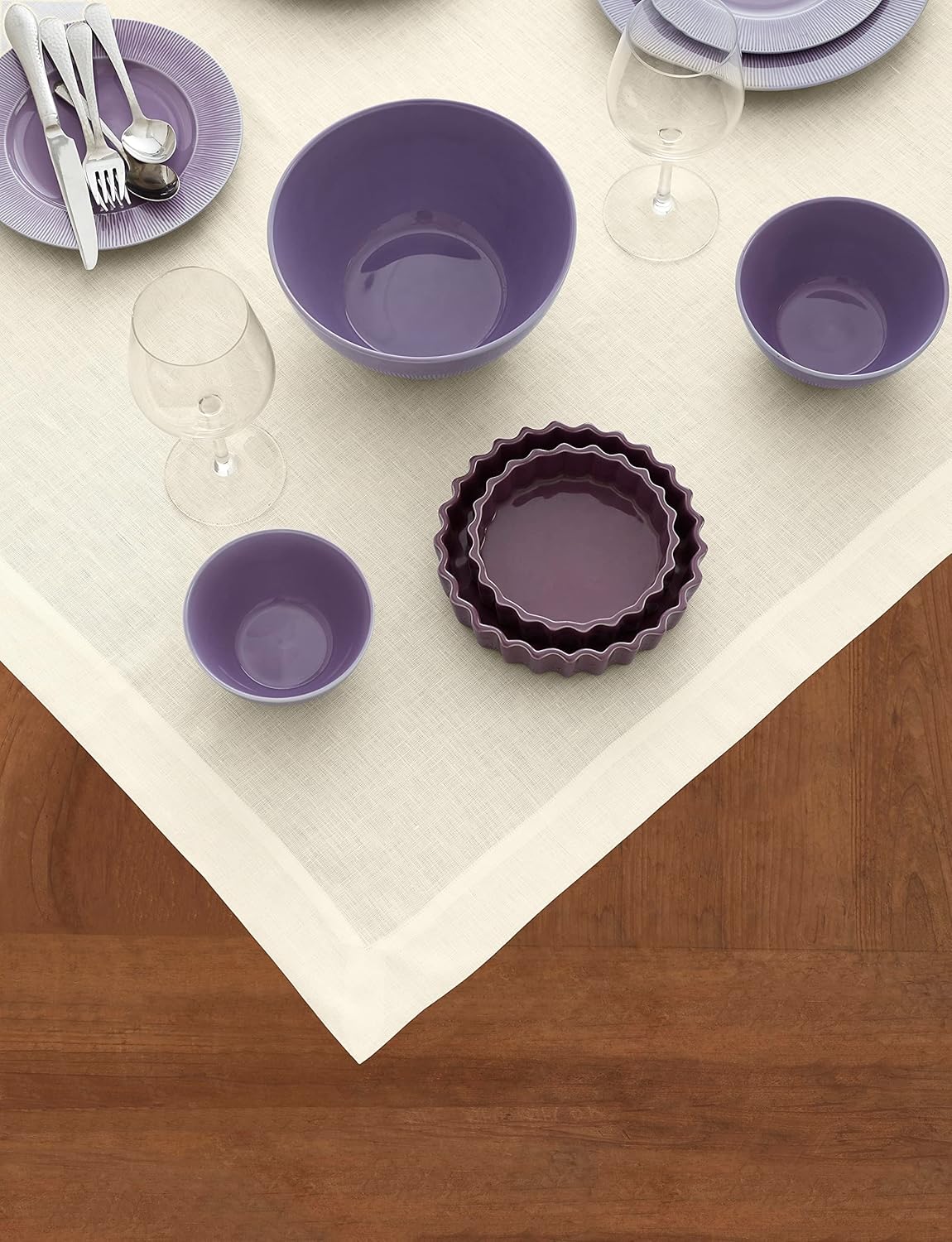 Solino Home Linen Ivory Tablecloth 52 x 52 Inch - 100% Pure Linen Square Table Throw - Fete, Machine Washable Table Cloth for Fall, Autumn, Thanksgiving, Christmas, Holiday