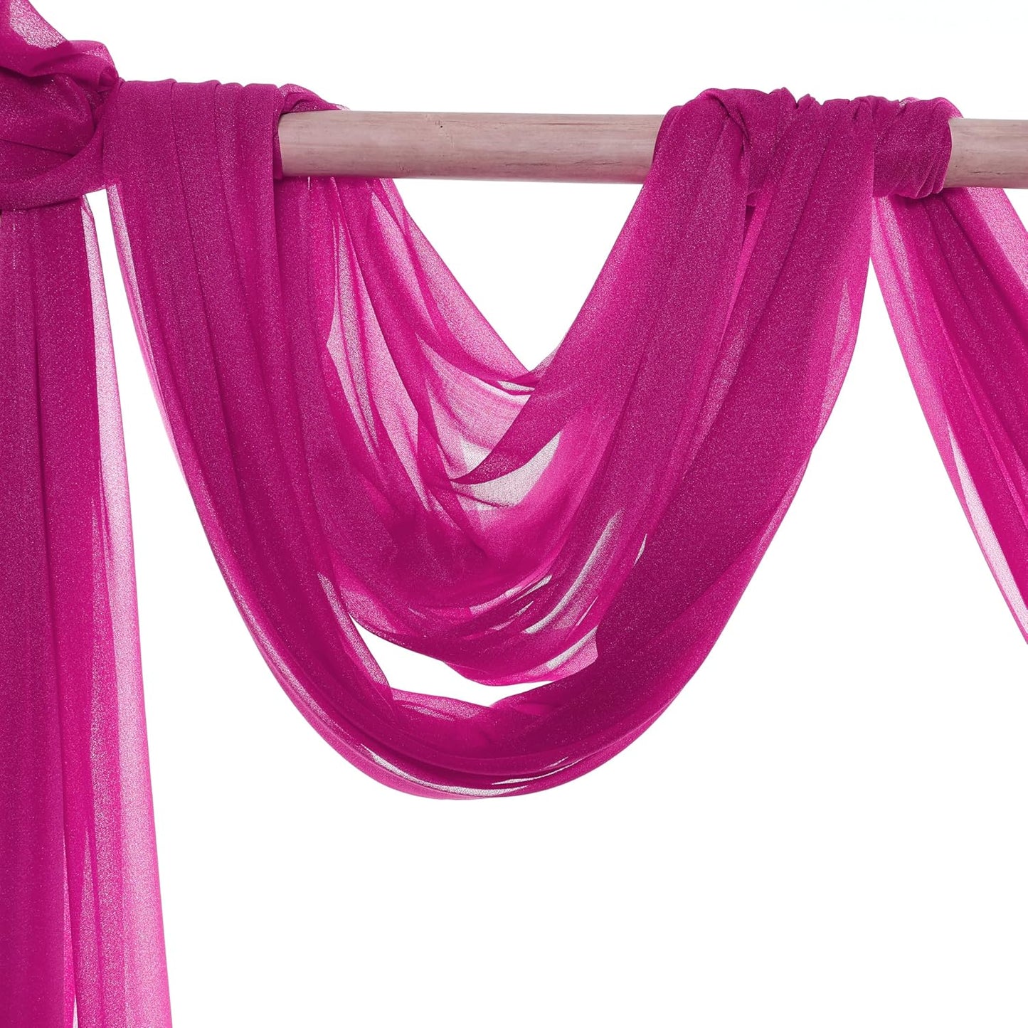 VDS Pack of 4 Panel (30 Inch X 20 Feet) Wedding Arch Draping Fabric Sheer Chiffon Fabric Drapery for Wedding Ceremony Reception Swag Backdrop Canopy Chuppah ARBO Altars Decoration (Magenta)