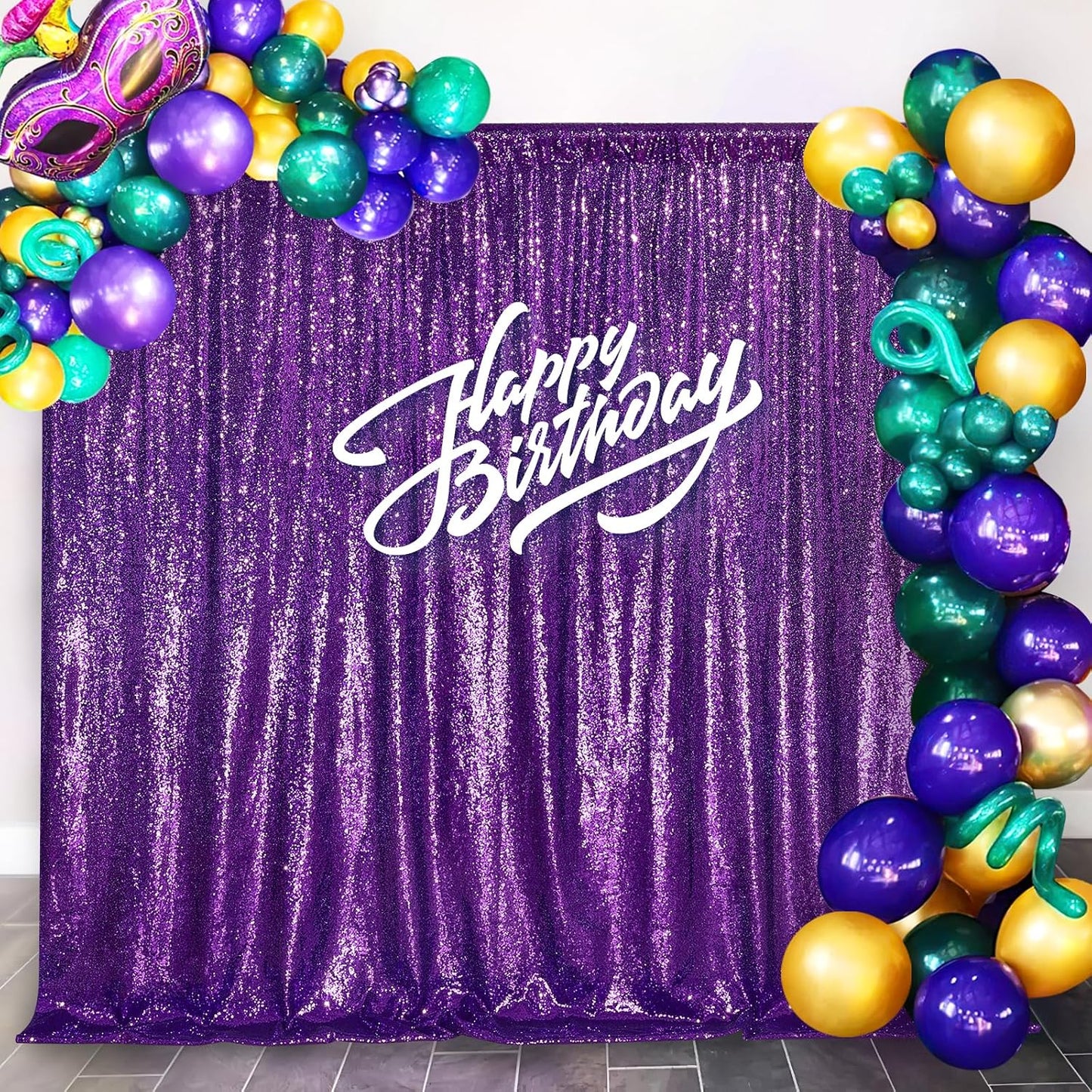 10ft x 10ft Purple Sequin Backdrop Glitter Halloween Party Backdrop Curtains Photo Background for Stage Wedding Baby Shower Decorations