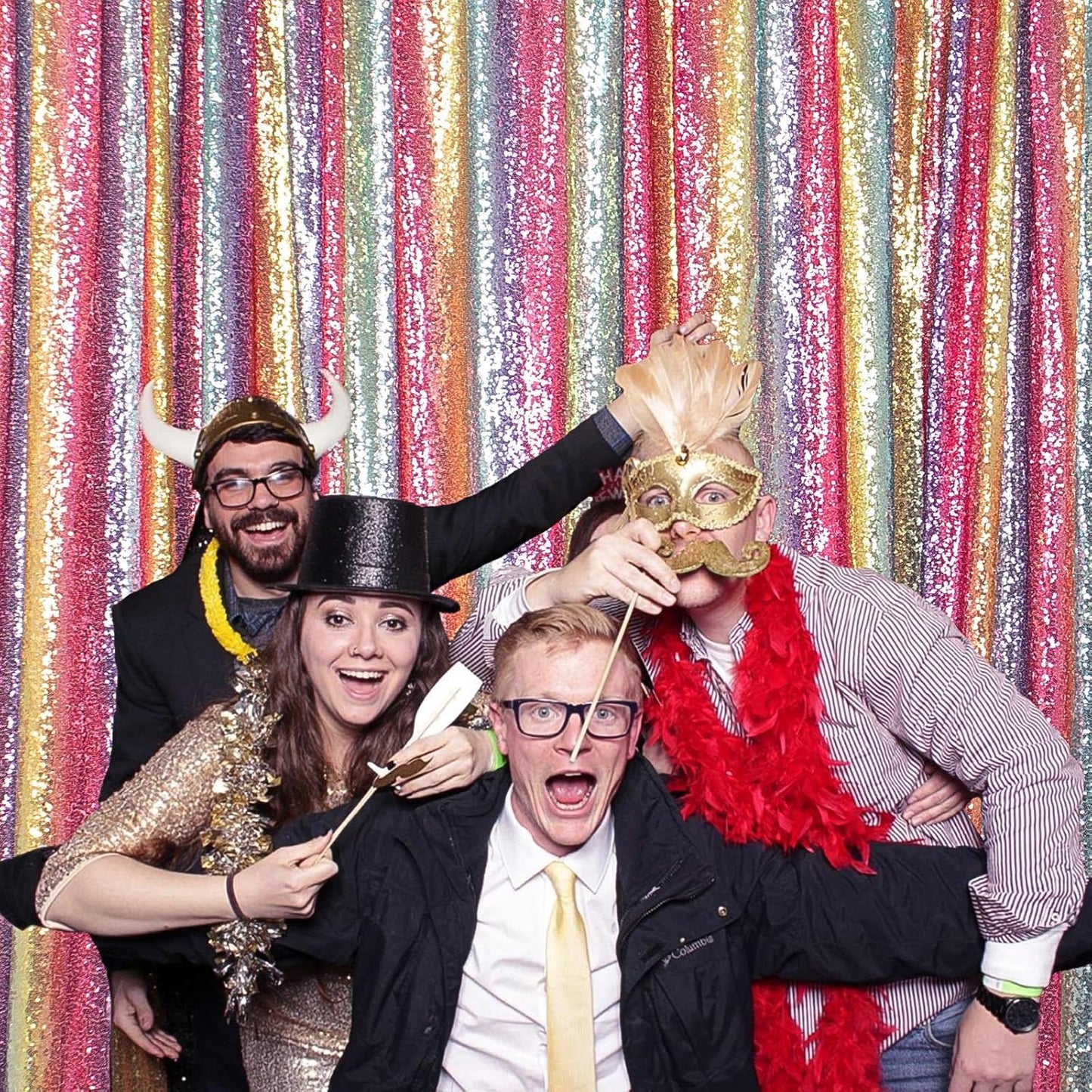 DUOBAO 10FTx10FT Rainbow Sequin Backdrop with Rod Pockets 10FT Glittering Photo Booth Backdrops Glitter Curtain for Party, Perfect for Halloween Birthday Wedding Ceremony Decor