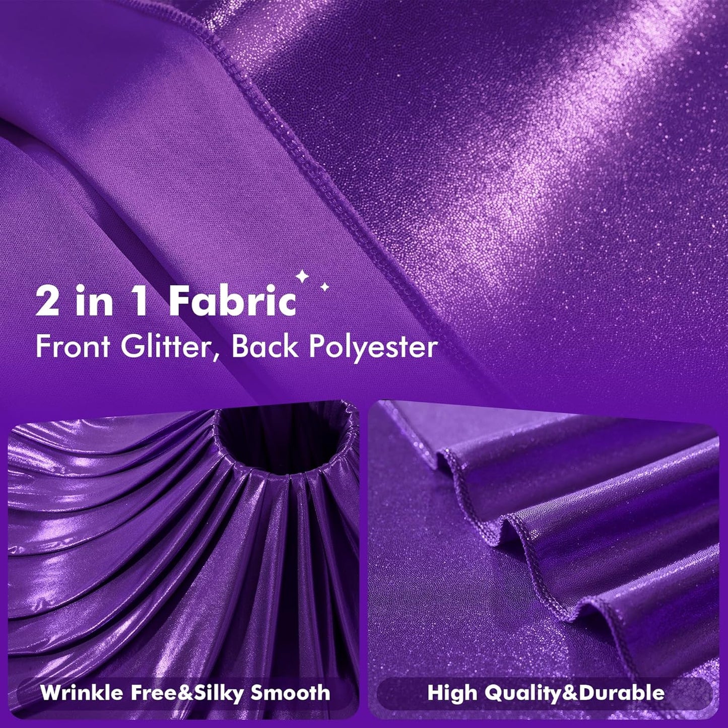 10ftx10ft Shimmer Purple Sequin Backdrop Curtain for Parties, Thick Wrinkle Free Glitter Backdrop Drapes Photo Back Drop Curtains for Birthday Wedding Halloween Photography Background-2 Panels 5x10ft