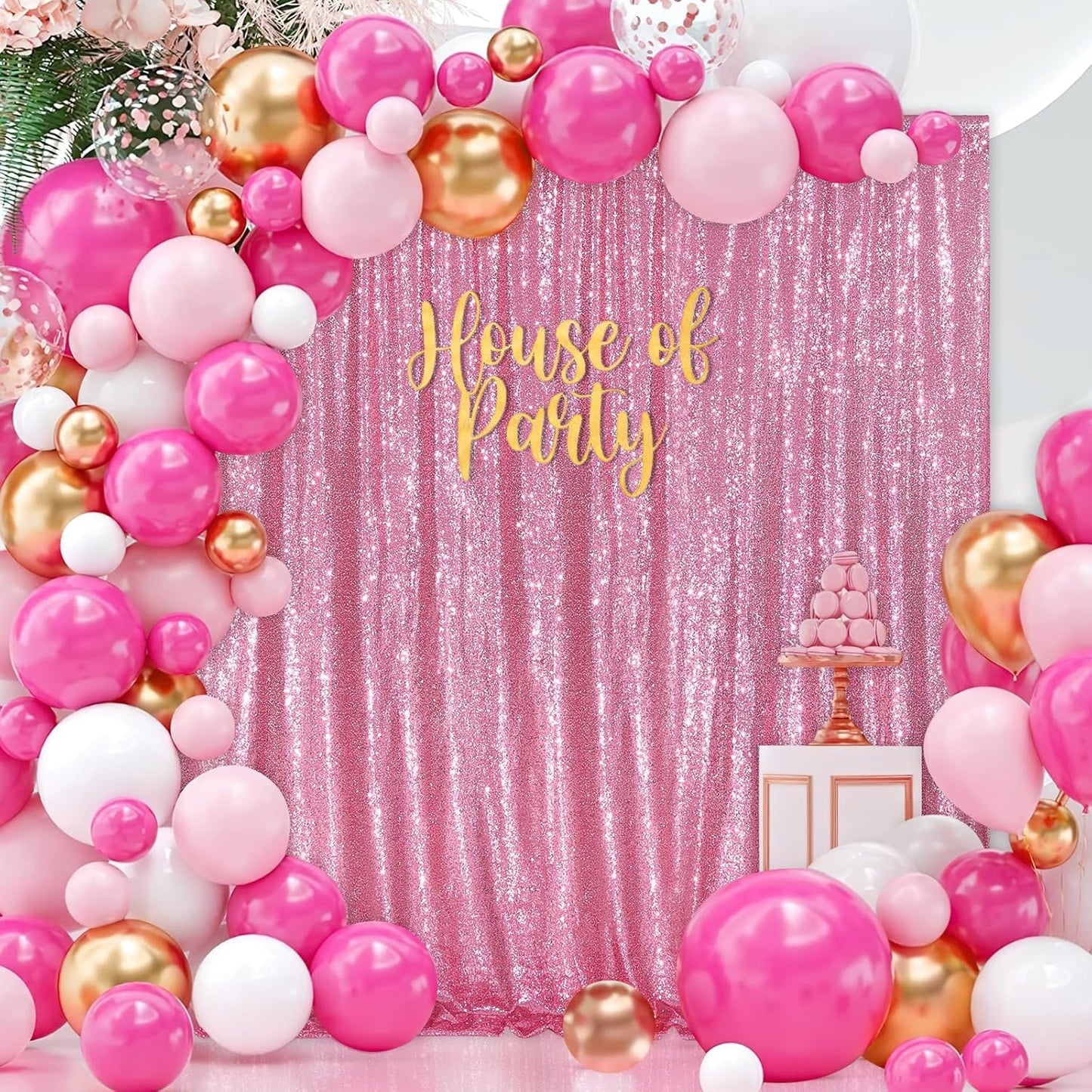 Blush Pink Sequin Backdrop Glitter Backdrop Curtains 10ft x 10ft Glitter Background for Party Baby Shower Wedding Decorations