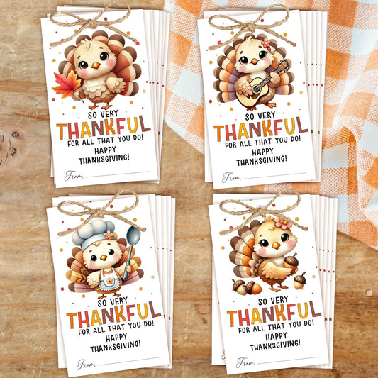 40 PCS Fall Gift Tags Thanksgiving Gift Tags with String, 2.1" x 3.5" Thanksgiving Design Present Label for Present Bags, Fall Party Favor Decorations, 4 Styles - A02
