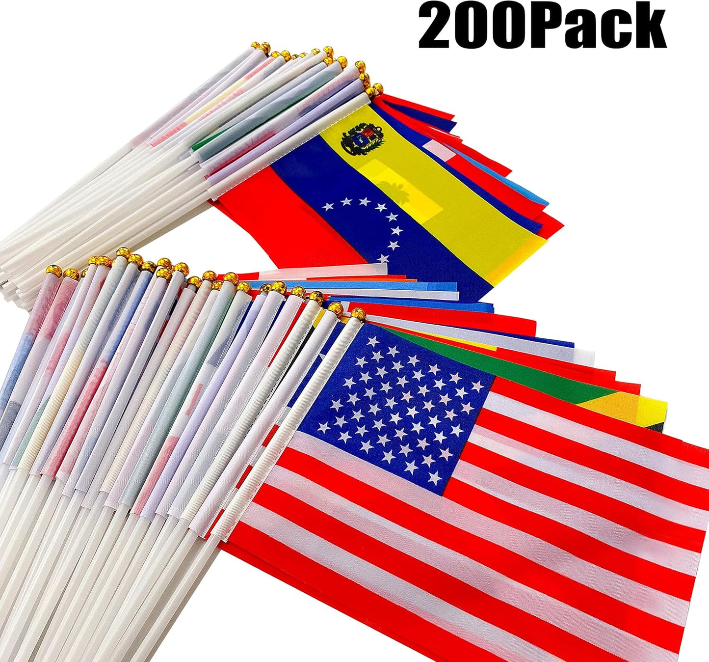 200 Countries International Stick Flags of the World Small Mini Hand Held Flags for Olympics,International Festival,8.2 x 5.5 Inch
