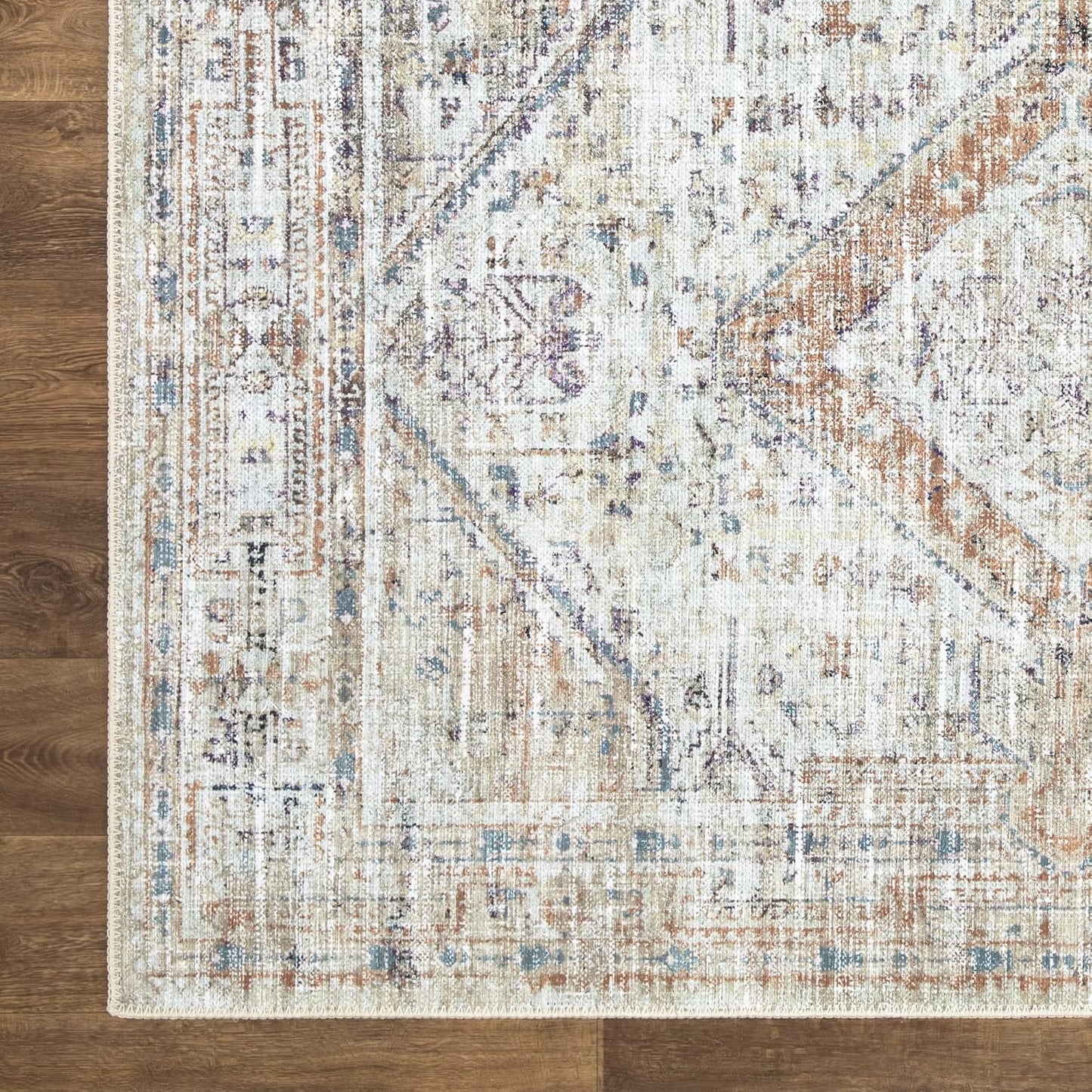 Bloom Rugs Washable Non-Slip 6' x 9' Rug - Peach/Beige Traditional Area Rug for Living Room, Bedroom, Dining Room, and Kitchen - Exact Size: 6' x 9'