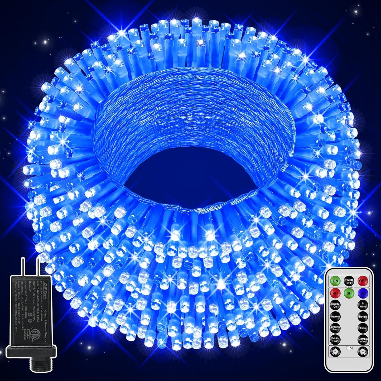 Christmas Lights Outdoor Waterproof, 196 FT 600 LED String Lights with Remote,8 Modes Christmas String Lights Plug in Twinkle Fairy Light for Party Holiday Decor (Blue)