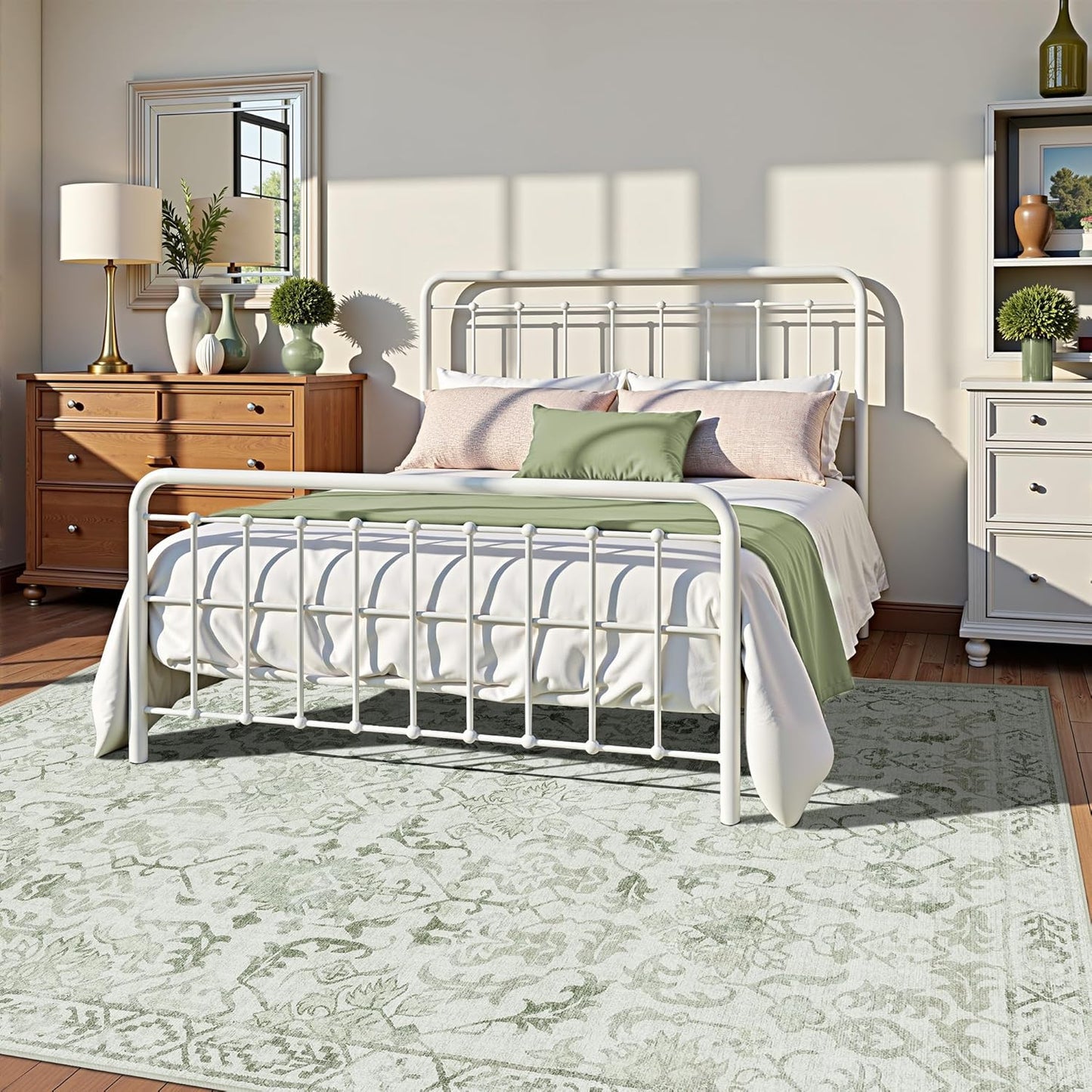 Sage Area Rugs 7x9 for Living Room, Washable Vintage Rugs for Bedroom, Distressed Throw Rug, Non Slip Rug Carpet for Bedroom Dining Nursery