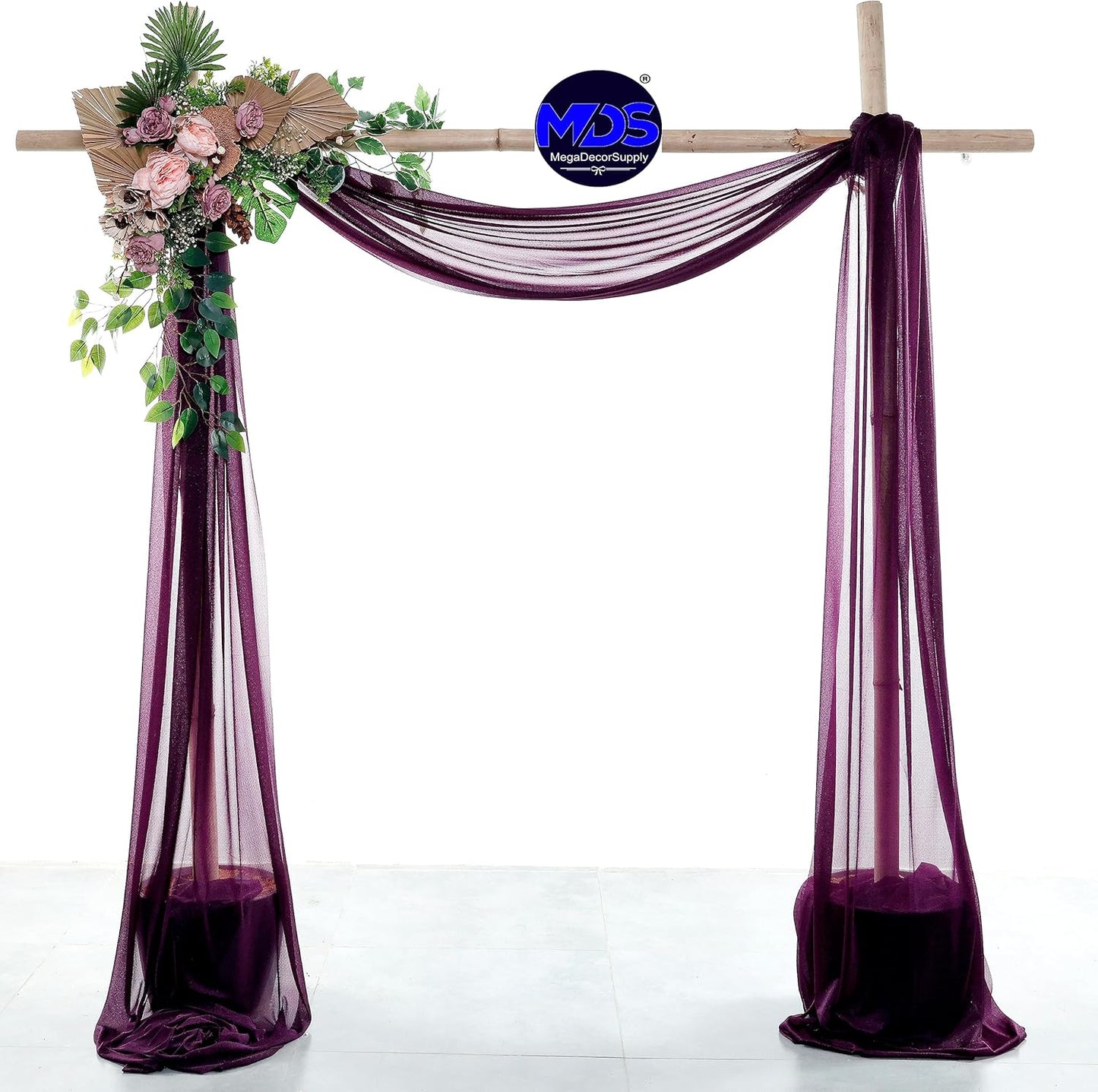 MDS Halloween Chiffon Draping Fabric - 2 Panel, 30" Wide x 40ft Long - Sheer Spooky Arbor & Canopy Drapery for Haunted House Backdrops, Party Ceilings, DIY Costumes & Themed Events - Eggplant