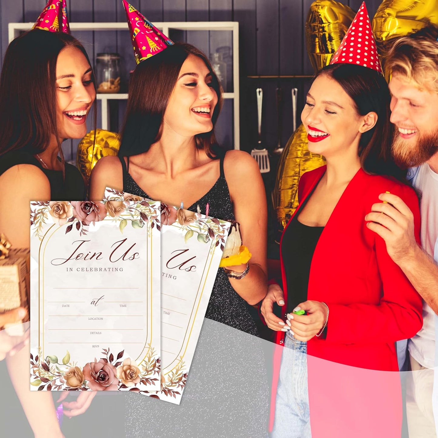 Join Us In Celebrating - Autumn Invitation Cards with Envelopes Pack of 20 (4"x6") - Floral Invitations for Baby Shower, Wedding, Bridal Shower, Baptism, etc.(151)