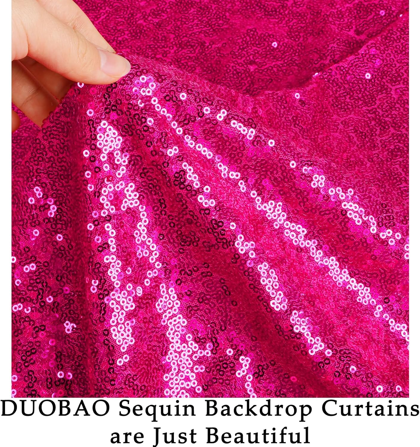 DUOBAO Sequin Backdrop Curtain 4FTx8FT Photo Background Hot Pink Curtains 8ft Backdrops for Photo Shoot Weddings Birthday Photography Backgrounds and Baby Showers (Fuchsia)