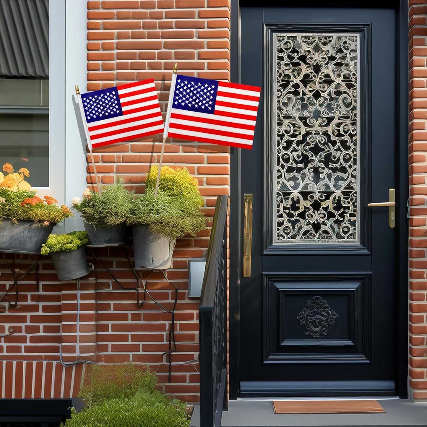 12Pcs 8×12 Inch Small American Flags on Stick Mini USA Flags US Handheld Flag for Outside,Veterans Day Memorial Day 4th of July Independence Day Decorations