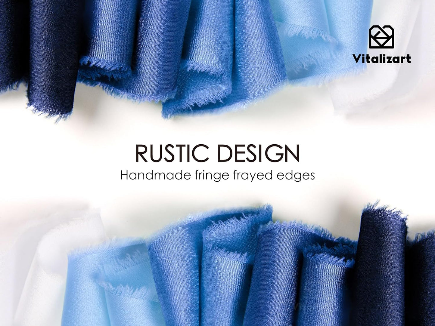 Vitalizart Silk Like Satin Ribbon 1 inch x 25 Yard Blue & White Handmade Frayed Ribbons for Gift Wrapping Baby Shower Wedding Bridal Bouquets Holiday Decor