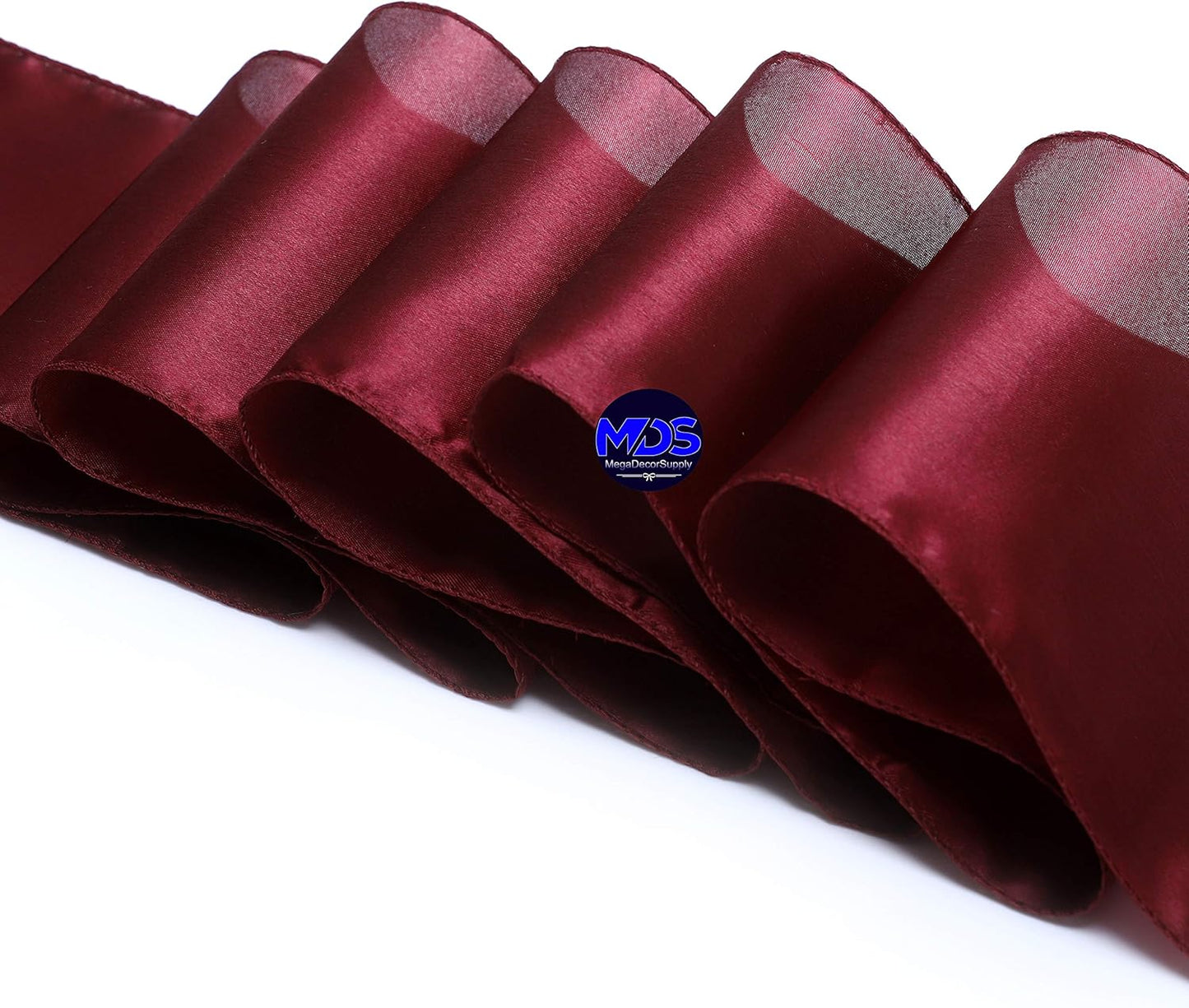 MDS Pack of 50 PCS Satin Chair Sashes Charmeuse Sateen Dining Chair Bows Ribbon Ties Back Sash for Wedding Party Birthday Home Hotel Restaurant Banquet Decoration (7 x 108 Inch, Maroon)