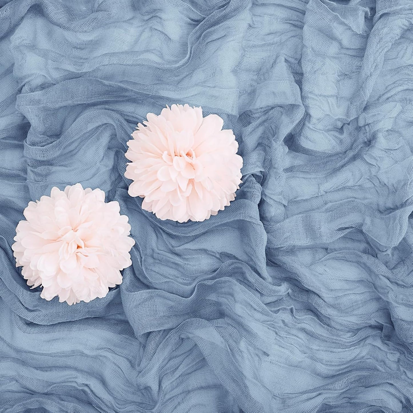 Aktor 4 Pack Dusty Blue Table Runner Boho Cheesecloth Table Runner Semi Sheer Gauze Fabric Runners for Wedding Birthday Baby Shower Party Boho Table Decoration（Dusty Blue）