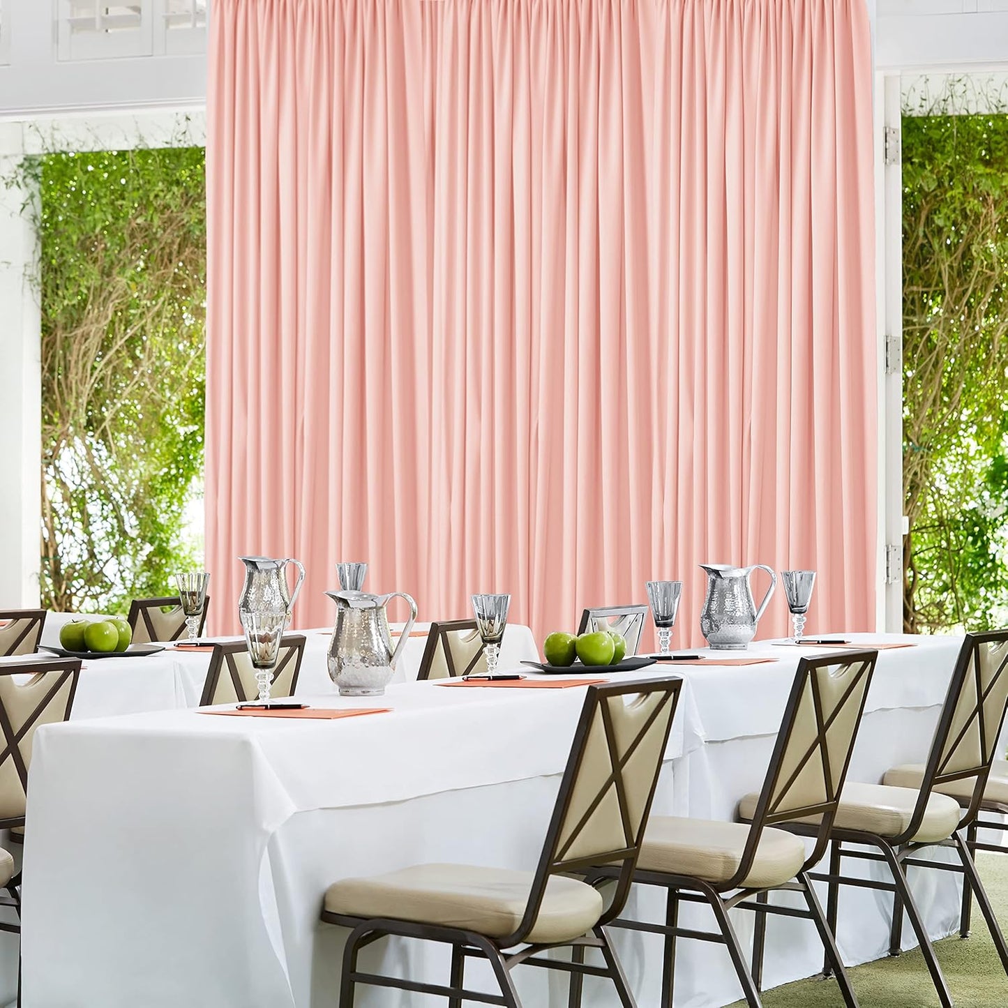 AK TRADING CO. Polyester Backdrop Drapes Curtains Panels with Rod Pockets - Wedding Ceremony Party Home Window Decorations - Peach, 5 ft x 10 ft
