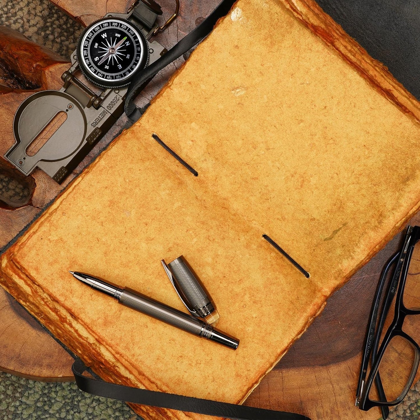 LUXEORIA Tree Of Life Leather Journal for Women and Men, Handcrafted Leather Journal for Writing Womens, Sketchbook, Travel Diary with Unlined Deckle Paper, Black 5x7