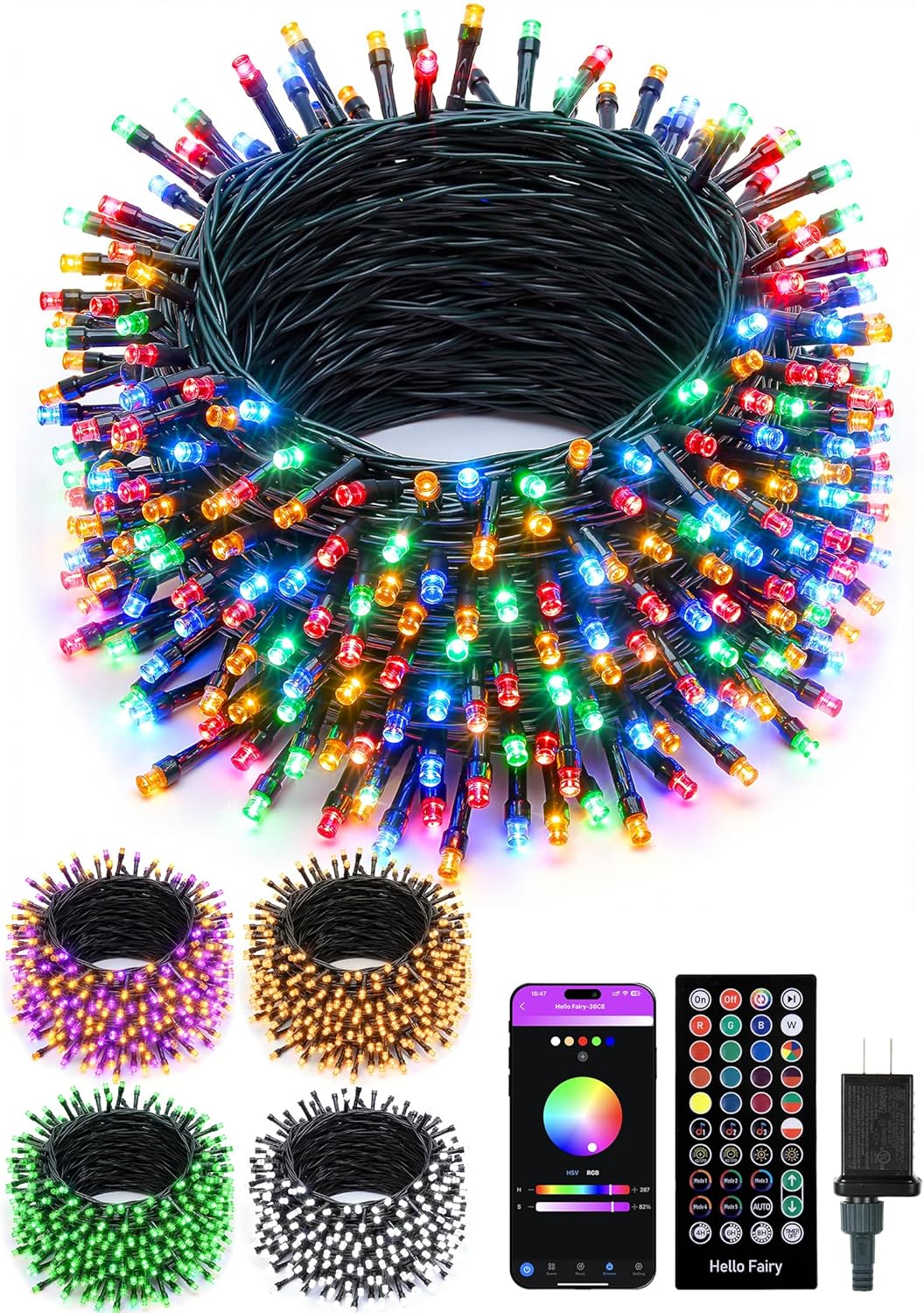 Minetom LED Color Changing Smart RGB Christmas Tree Lights, 82ft 250LED String Lights, 16 Milion Adjustable Colors Fairy Lights with Remote & Timer & Memory Function for Xmas Tree Holiday Party