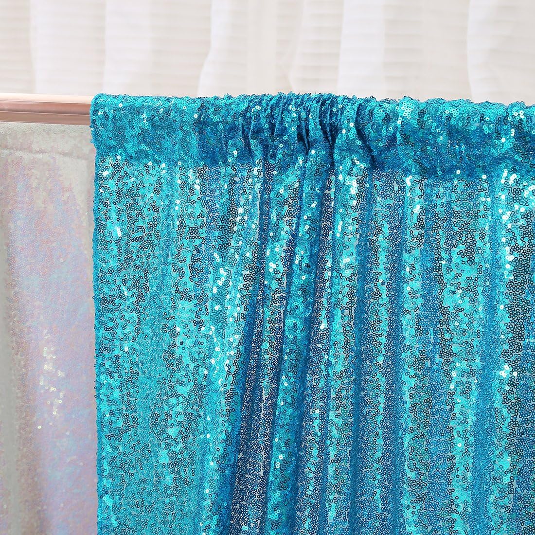 Poise3EHome 6FT x 8FT Turquoise Sequin Photography Backdrop Curtain for Party Decoration