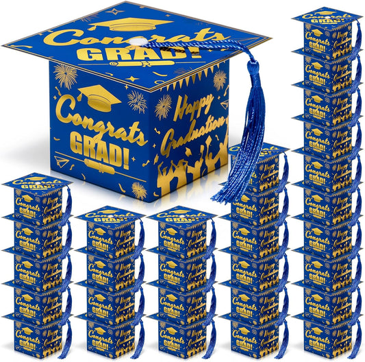 COTOPHER 36 Pack Mini Graduation Cap Gift Boxes, Class of 2025 Graduation Candy Boxes with Tassel, Small Treat Chocolate Box Centerpieces for Tables Party Decorations Graduate Favors Supplies