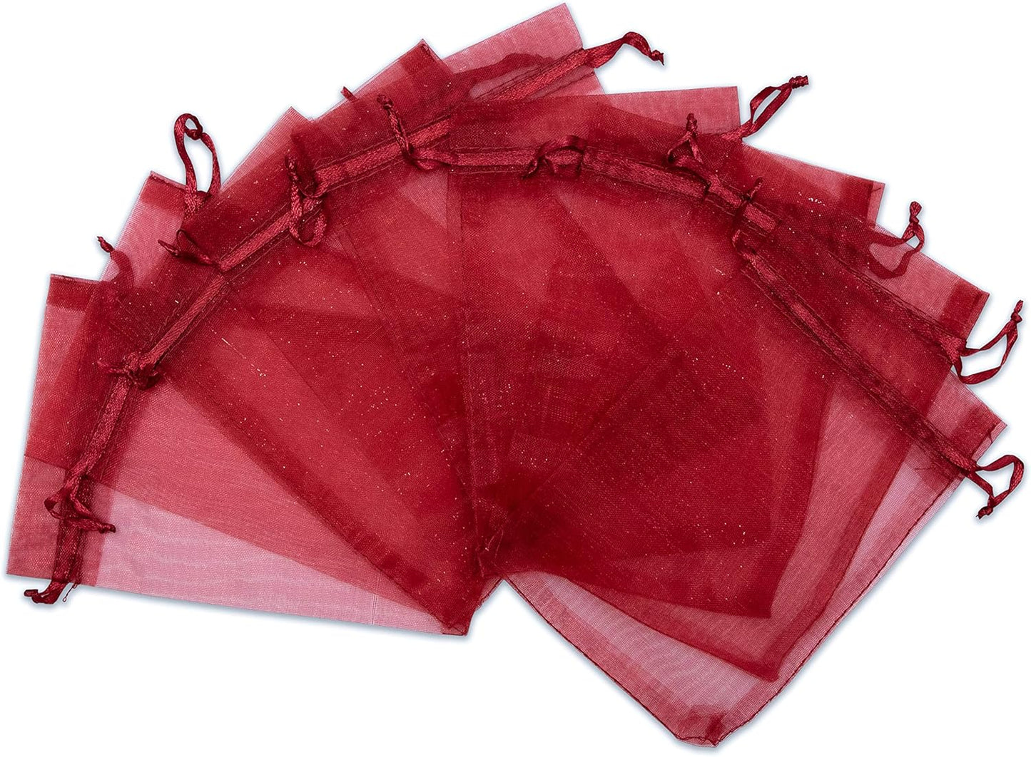 TheDisplayGuys 100-Pack 3x4 Maroon Sheer Organza Gift Bags with Drawstring, Jewelry Candy Treat Wedding Party Favors Mesh Pouch