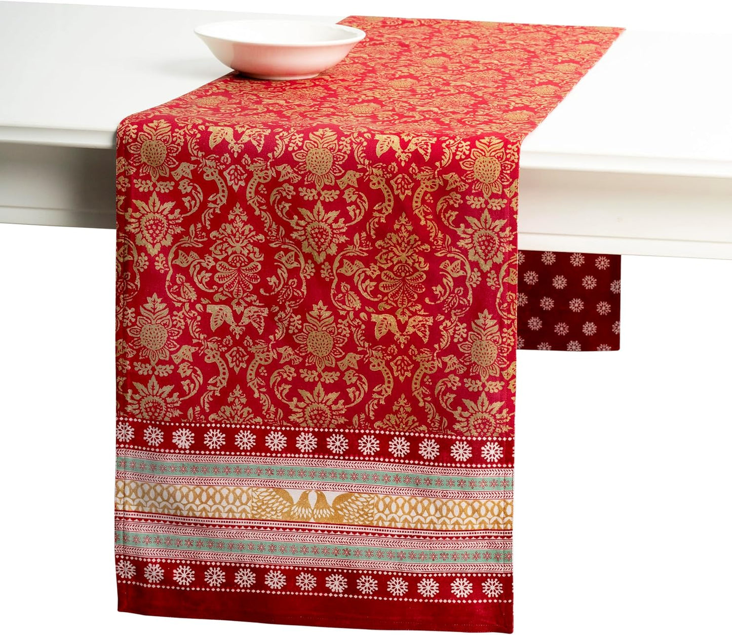 Maison d' Hermine Table Runner 100% Cotton Double Layer Table Runners 108 inches Long Decorative for Home Kitchen Dining Party Baby Shower Wedding Bridal Shower (Sofia, 14.50" x 108")