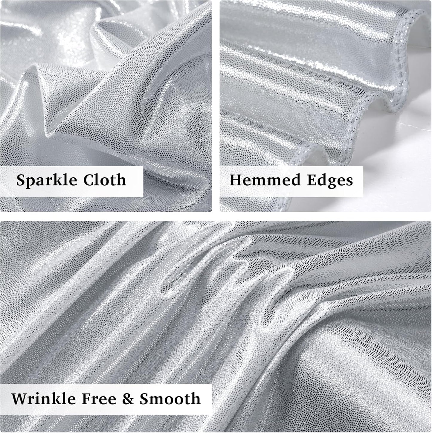 20ft x 10ft Silver Sequin Backdrop Curtain for Parties, Wrinkle Free Thick Glitter Photo Backdrop Drapes 4 Panels 5x10FT Back Drop Cloth Shiny Fabric for Wedding Birthday Photography Background