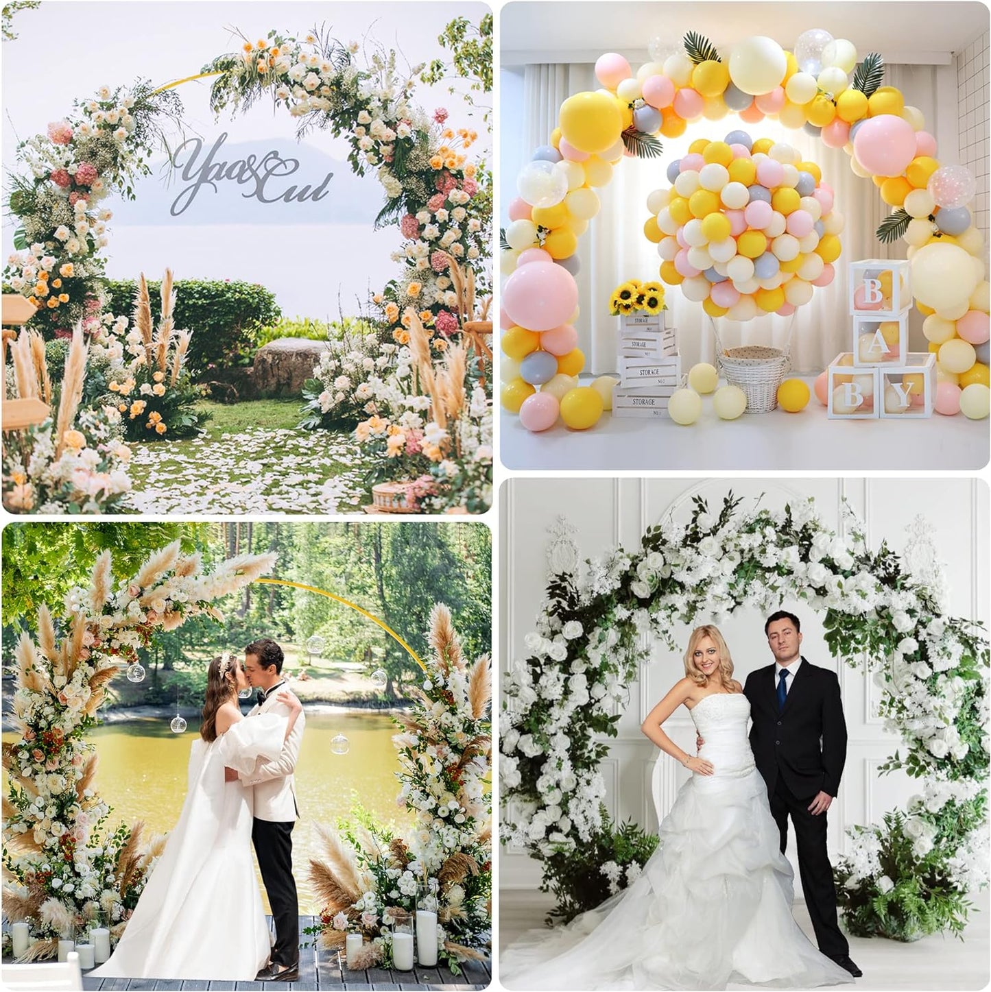 Wokceer Wedding Arch 7.2FT Round Backdrop Stand Gold Metal Circle Backdrop Stand Circle Balloon Arch Stand Frame for Birthday Party Bridal Shower Anniversary Ceremony Candy Tables Celebration