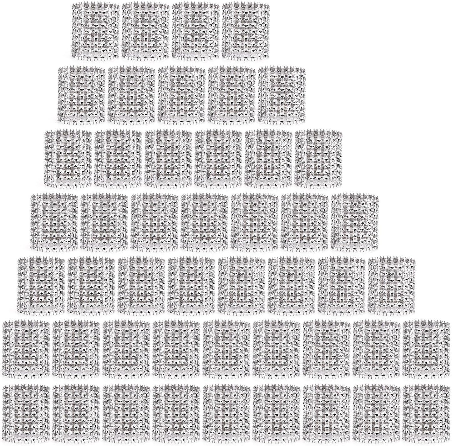 Rhinestone Napkin Rings 300pcs,Wedding Diamond Bling Crystal Napkin Rings for Wedding Reception, Dinner, Place Settings, Holiday Parties or DIY Decoration (300,Silver)