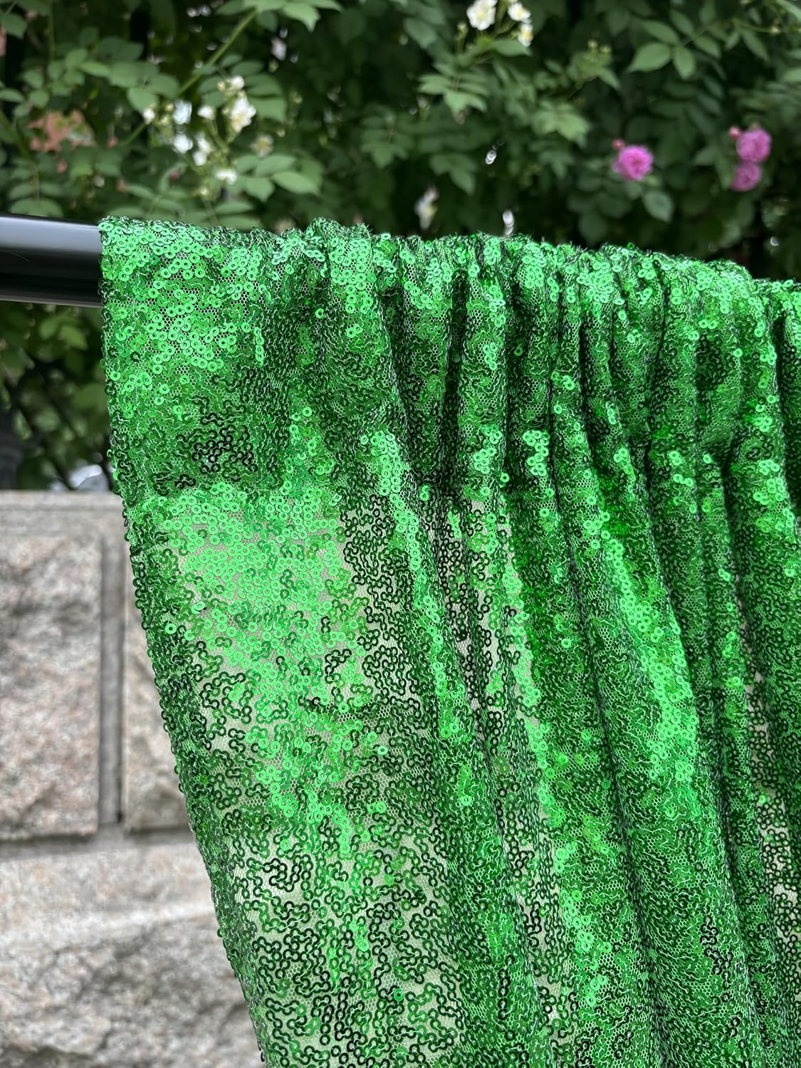 Green Sequin Backdrop Curtains 1 Panel 10FTx10FT Glitter Green Photo Backdrop Party Wedding Baby Shower Curtain Sparkle Photography Background