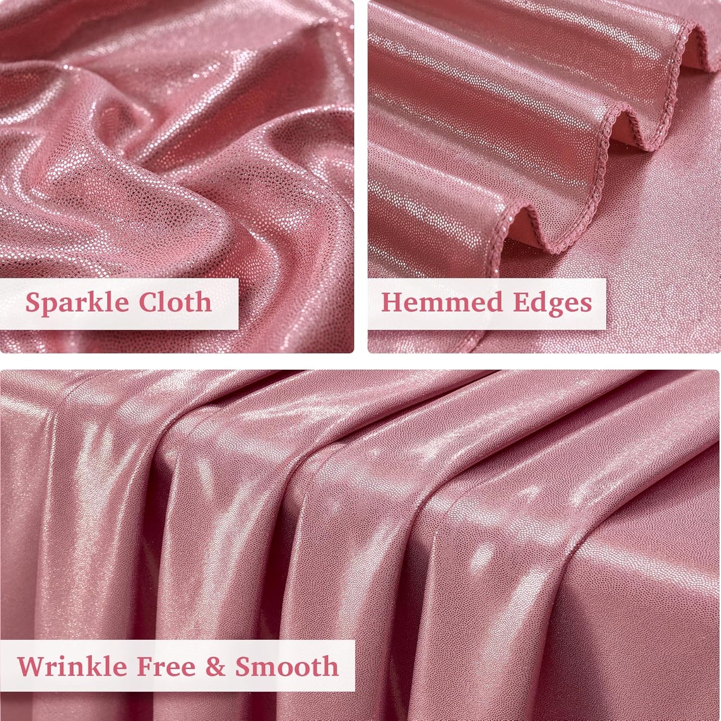 30ftx10ft Rose Gold Sequin Backdrop Curtain Panels for Parties, Wrinkle Free Glitter Photo Backdrop Drapes 6 Panels 5x10FT Shimmer Back Drop Cloth for Wedding Birthday Christmas Photography Background