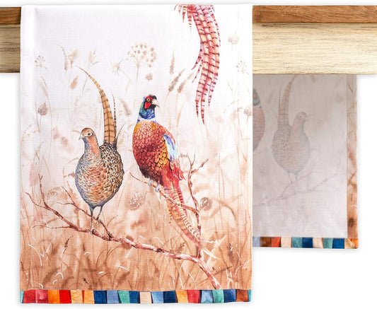 Maison d' Hermine Table Runner 100% Cotton Single Layer Table Runners 90 inches Long Decorative for Home Kitchen Dining Party Baby Shower Wedding Bridal Shower (Faisan D'Automne, 14.50" x 90")