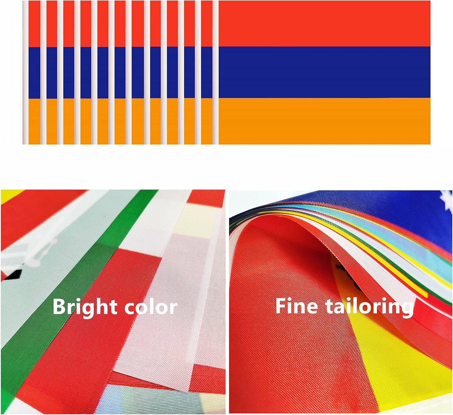 12 Pack Armenia Desk Flags Set, Armenian Small Mini Table Office Flags With 12" Solid Black Pole, Black Base and Spear Top, Miniature Desktop Flag, Home Decoration, Office Decoration, Festival