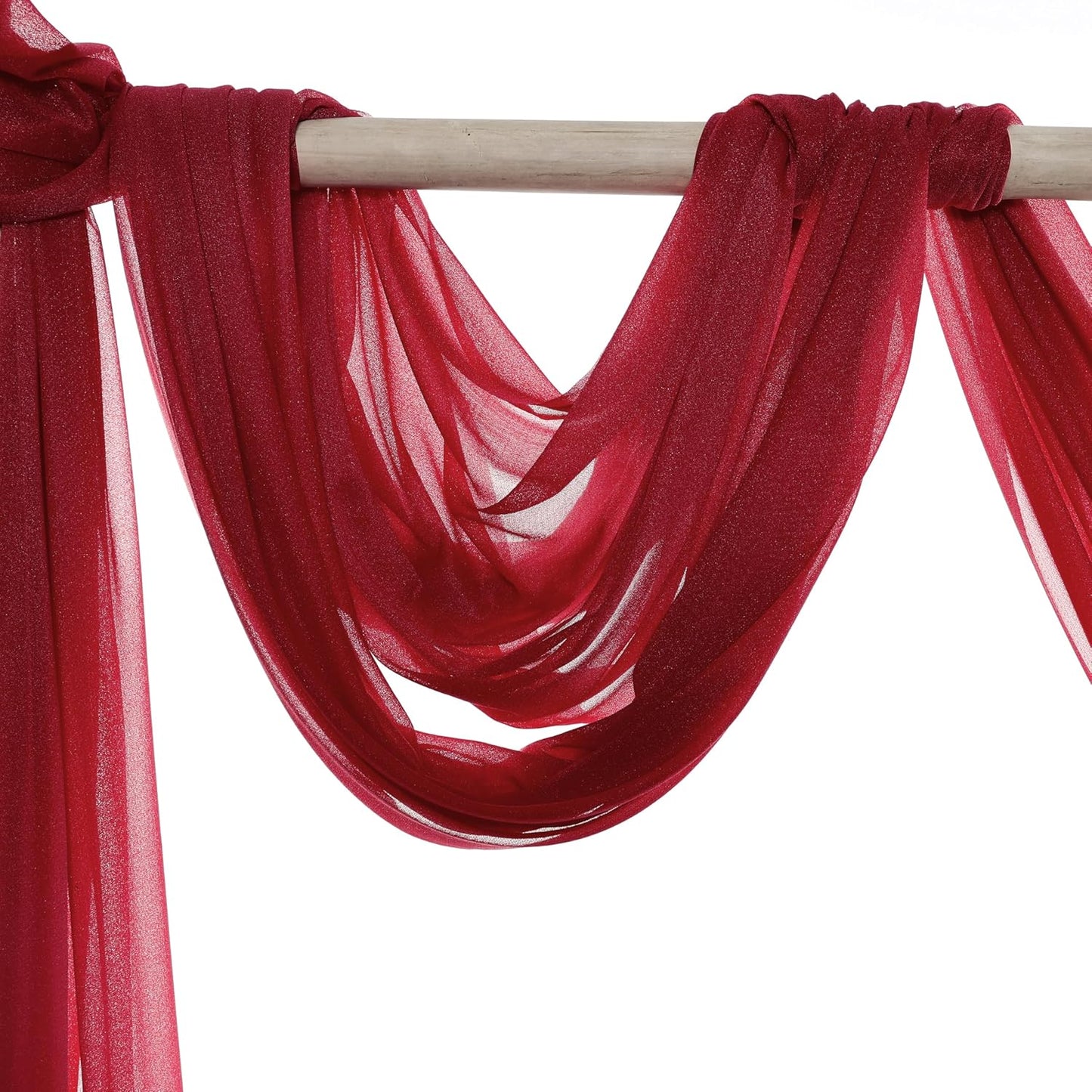 VDS Pack of 1 Panel (30 Inch X 50 Feet) Wedding Arch Draping Fabric Sheer Chiffon Fabric Drapery for Wedding Ceremony Reception Swag Backdrop Canopy Chuppah ARBO Altars Decoration (Apple Red)