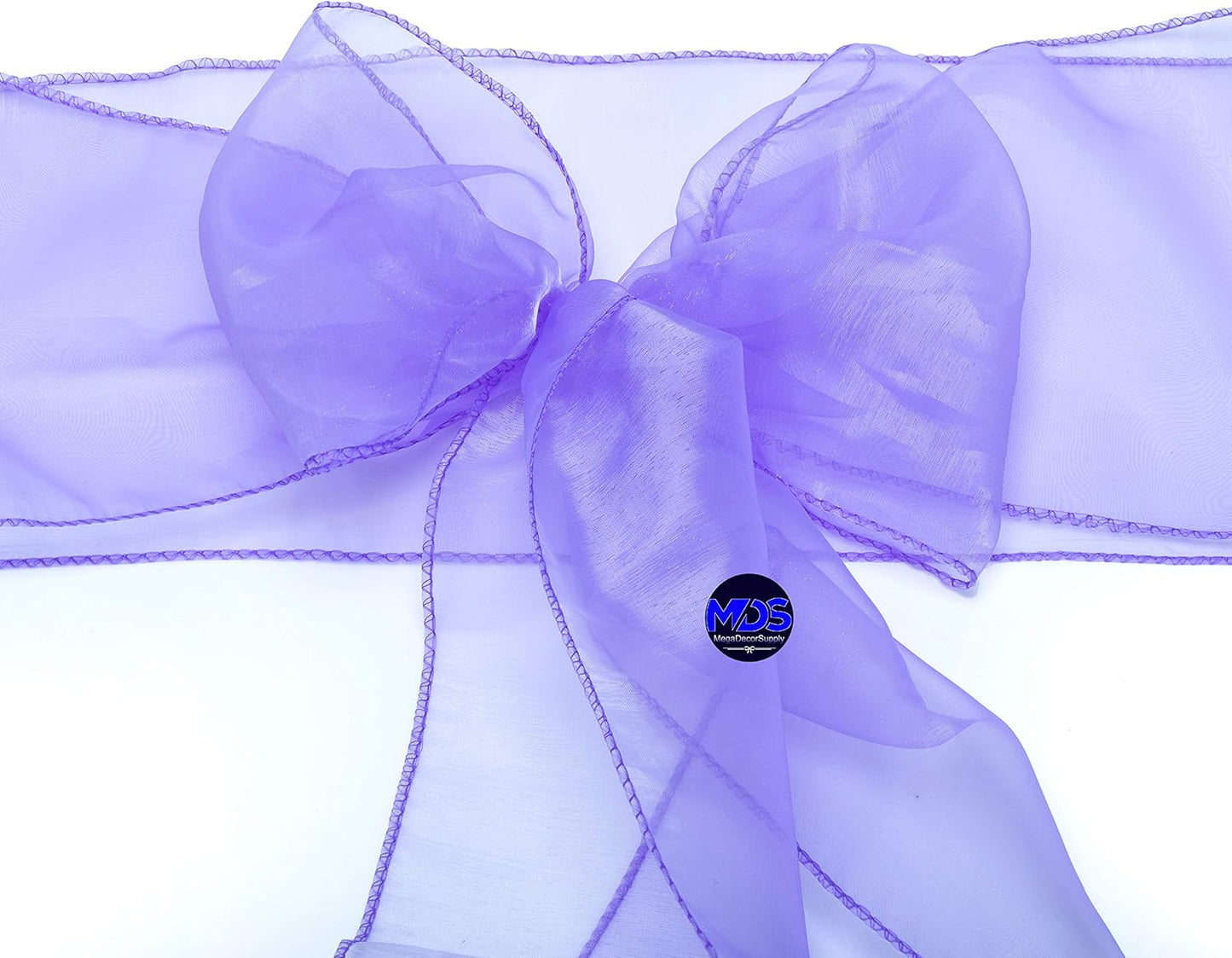MDS Pack of 150 PCS Organza Chair Sashes Wider Dining Chair Bows Ribbon Tie Back for Wedding Party Birthday Bridal Shower Reception Event Banquet Home Chair Cover Decoration - Lavender