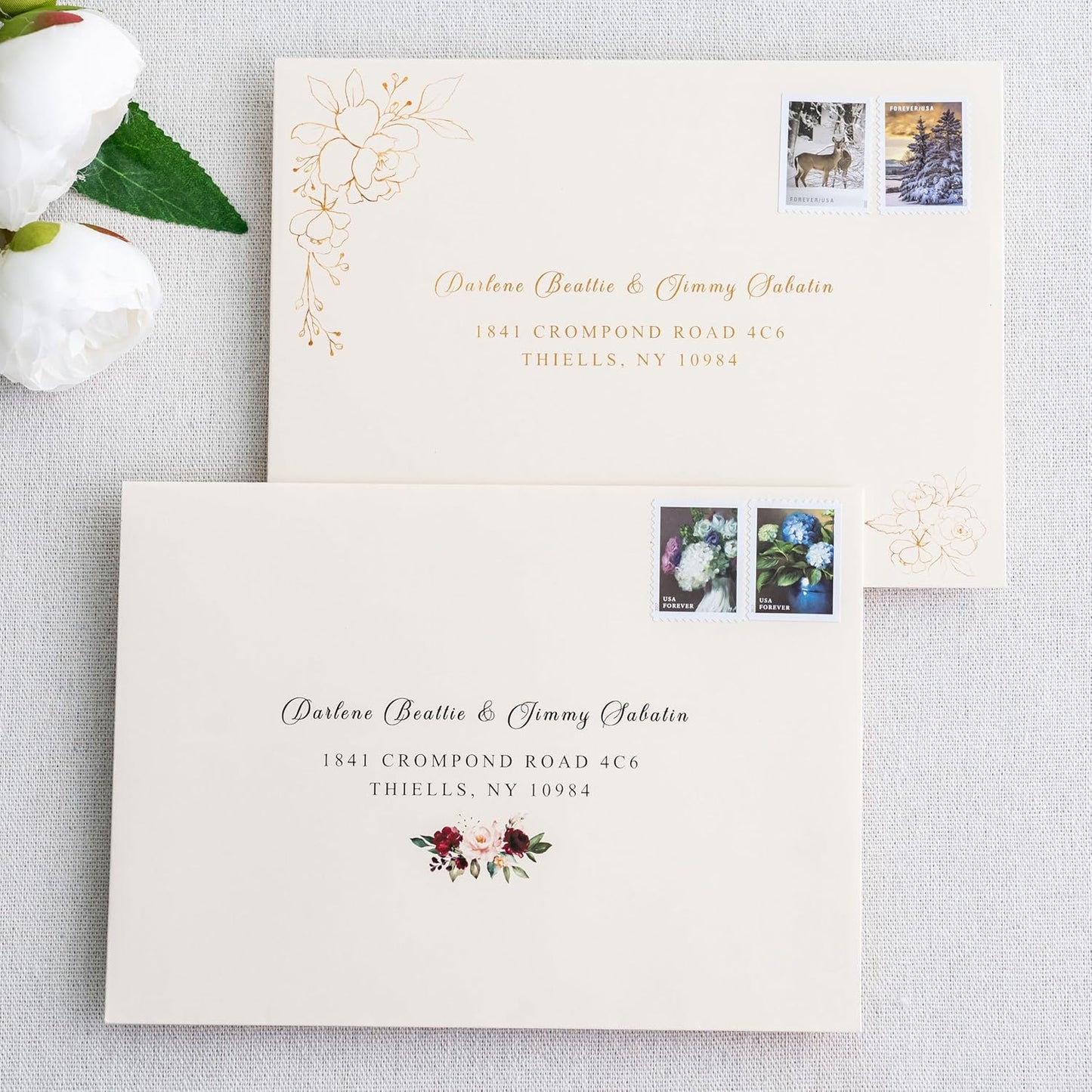 PONATIA 50 PCS 5x7 Envelopes, Self- Adhesive Cream A7 Envelopes for Weddings, Invitation Cards, Photos, Postcards, Greeting Cards Mailing, Baby Shower, Graduation, Christmas Gift Cards