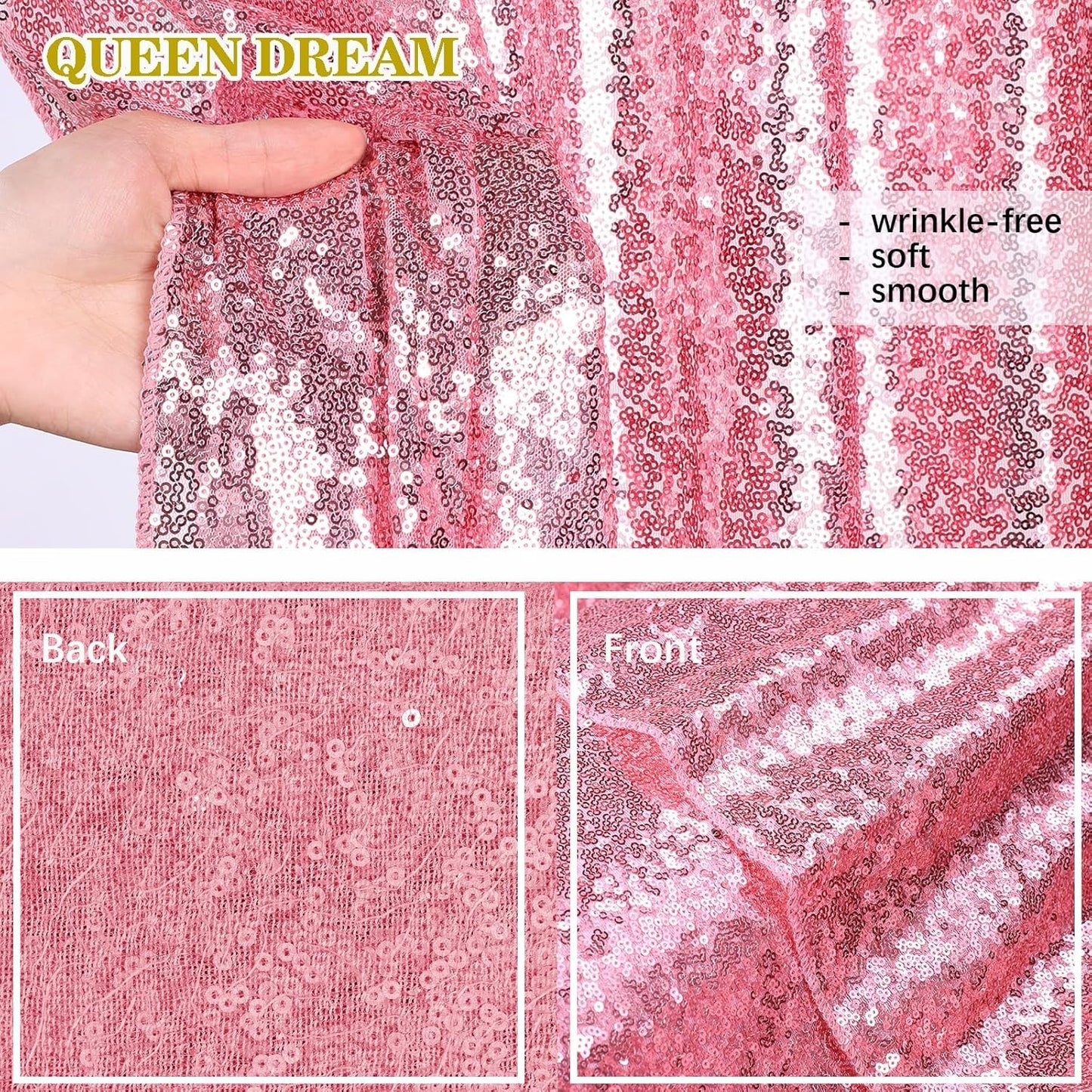 Blush Pink Sequin Backdrop Glitter Backdrop Curtains 7ft x 7ft Glitter Background for Party Baby Shower Wedding Decorations