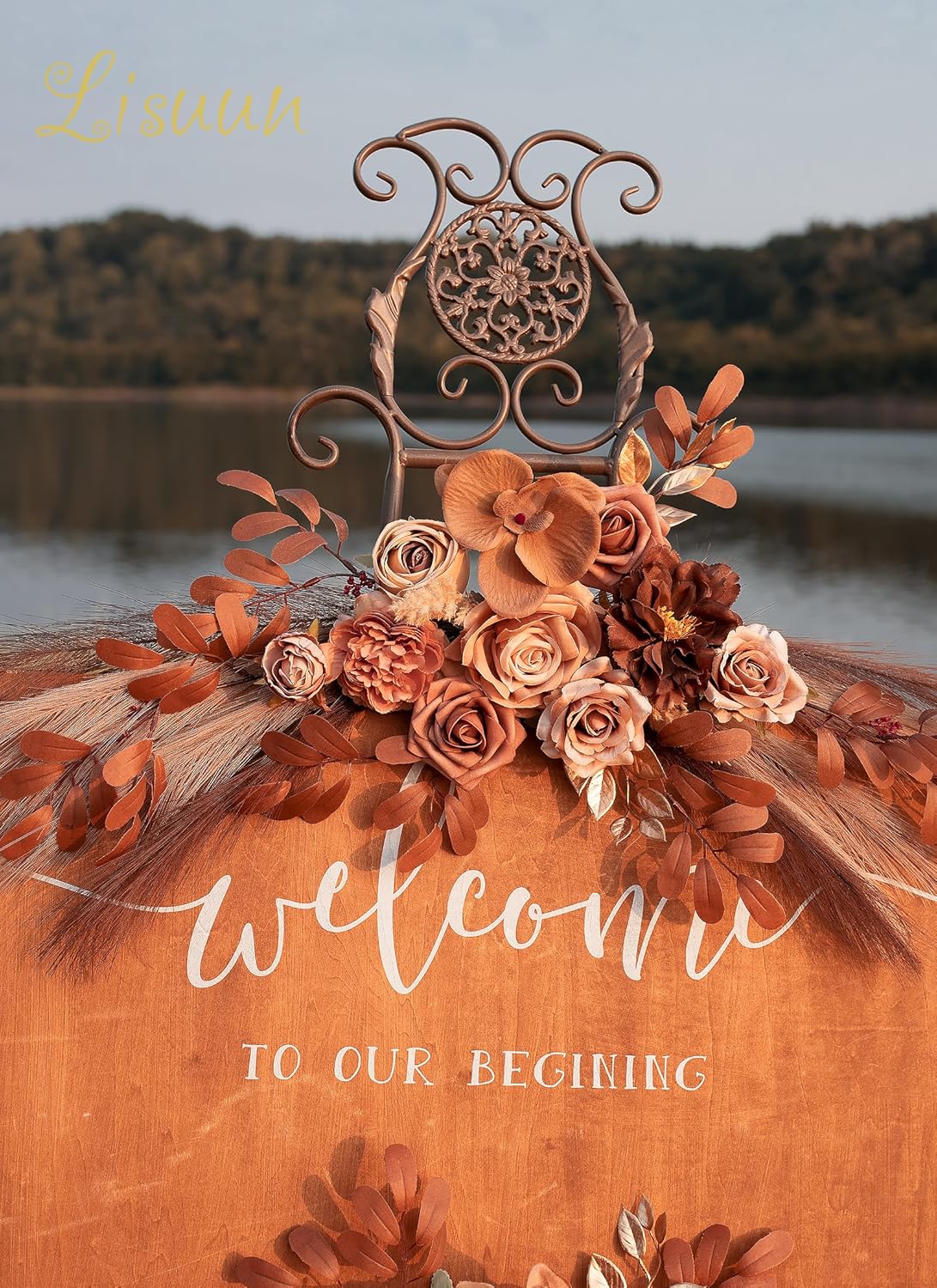 Wedding Arch Flowers, Artificial Flowers for Reception Backdrop and Welcome Ceremony Sign, Large Flower Swag for Dreamy Romantic Wedding Ceremony Floral Decor - Pack of 2