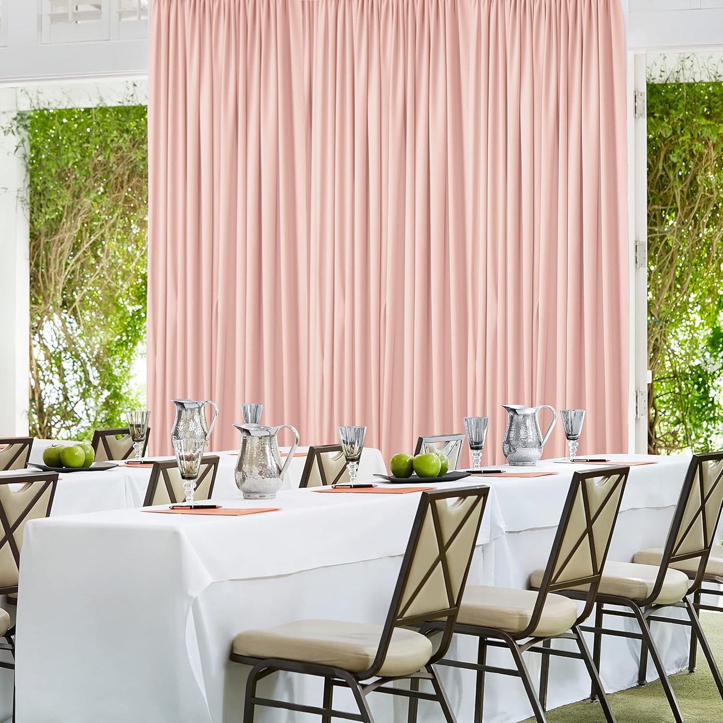 AK TRADING CO. 10 feet x 10 feet Polyester Backdrop Drapes Curtains Panels with Rod Pockets - Wedding Ceremony Party Home Window Decorations - Blush Pink (DRAPE-5x10-BLUSH)