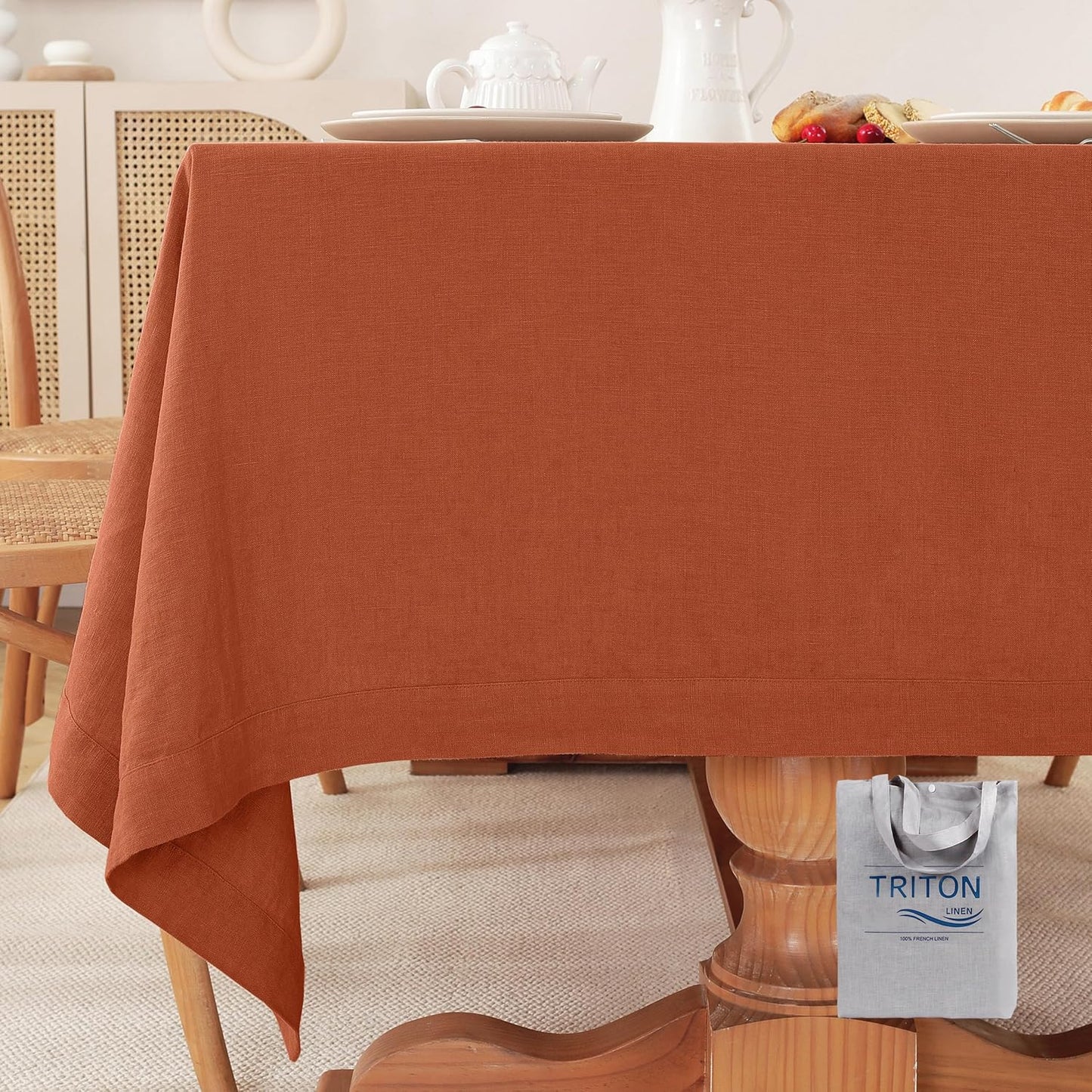 100% Pure Linen Tablecloths 60x120Inches,Rectangle Table Cloth for Dining,Picnic,Weddings and Restaurants,Durable Stonewashed Tablecloths (Re-Caramel, Rectangle - 60 x 120 Inch)