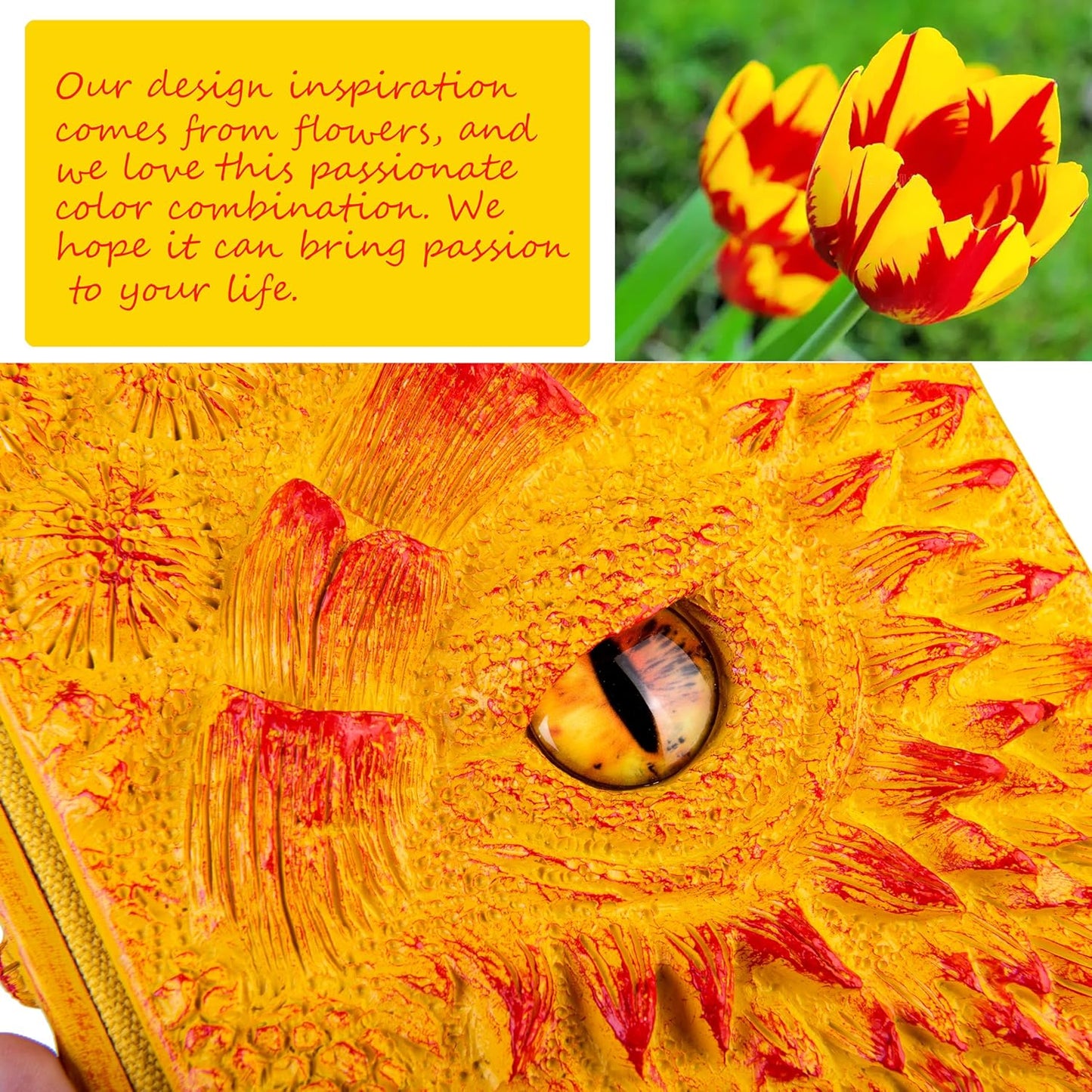 3D Dragon Eye Embossed Journal,Resin Engraving Notebook,Dnd notebook for Dragon Lovers ，Blank Paper,Hardcover Travel Notepad for Writing,Sketchbook,Collection,Gift,Decoration A4 and A5 Size (A5-Yellow)