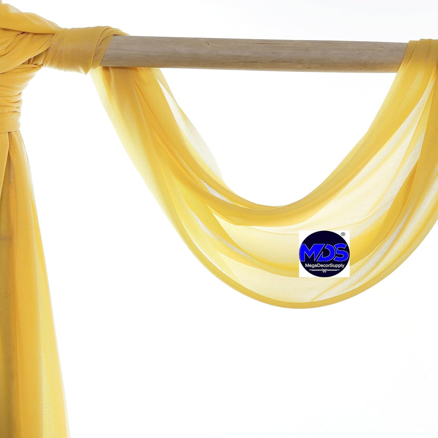 MDS Halloween Chiffon Draping Fabric - 2 Panel, 30" Wide x 75ft Long - Sheer Spooky Arbor & Canopy Drapery for Haunted House Backdrops, Party Ceilings, DIY Costumes & Themed Events - Gold