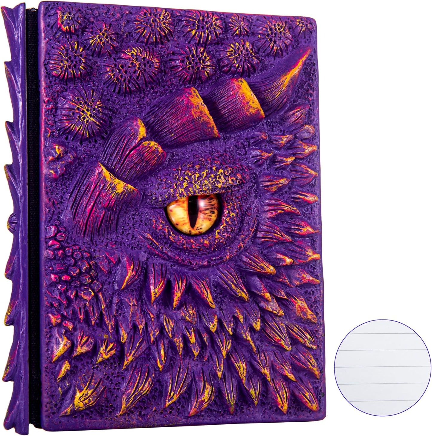 3D Dragon Eye Embossed Journal,Resin Engraving Notebook,Dnd notebook for Dragon Lovers ，Blank Paper,Hardcover Travel Notepad for Writing,Sketchbook,Collection,Gift,Decoration A4 and A5 Size (A5-Purple-Lined)