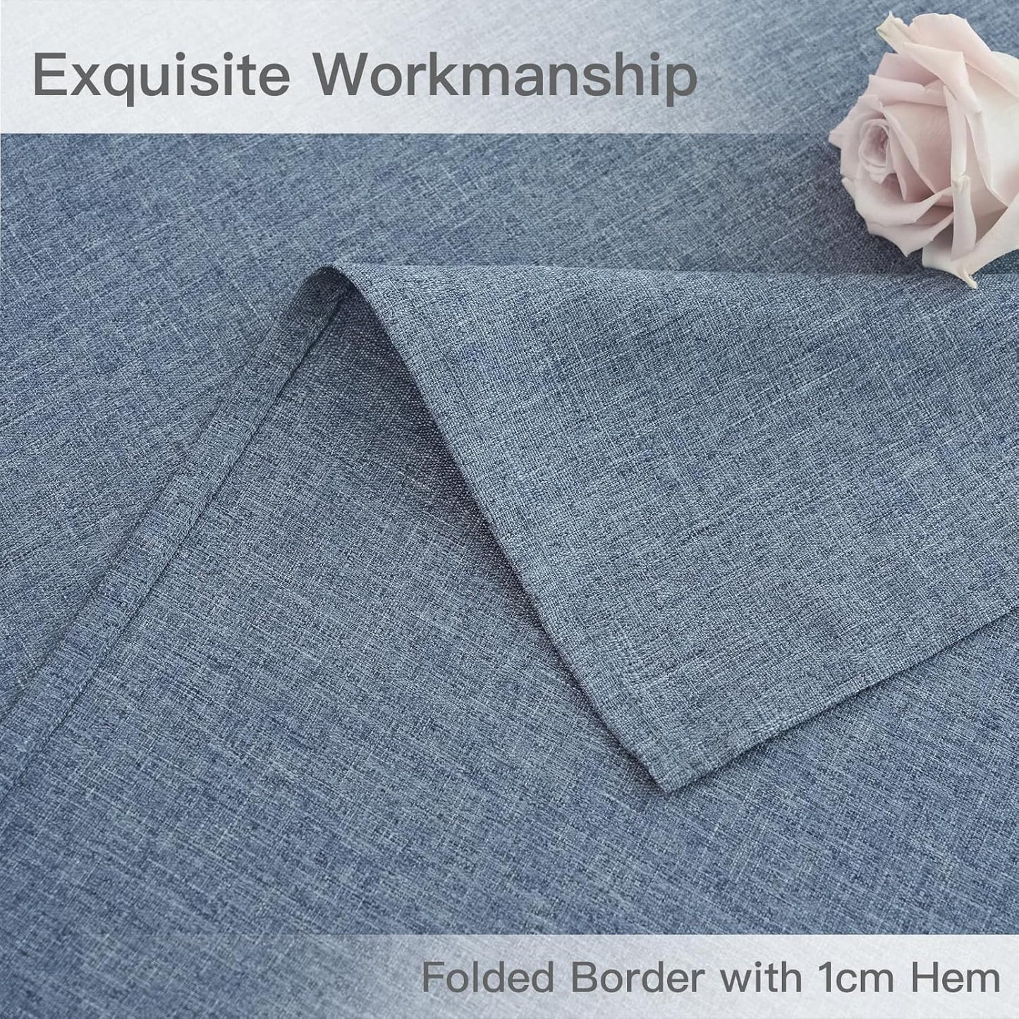 maxmill Linen Textured Rectangle Tablecloth Water Resistant Wrinkle Free Spill-Proof Stain Proof Table Cloth for Dining Room Decoration Banquet Party Wedding Holiday Dinner, 52 x 84 Inch Demin Blue