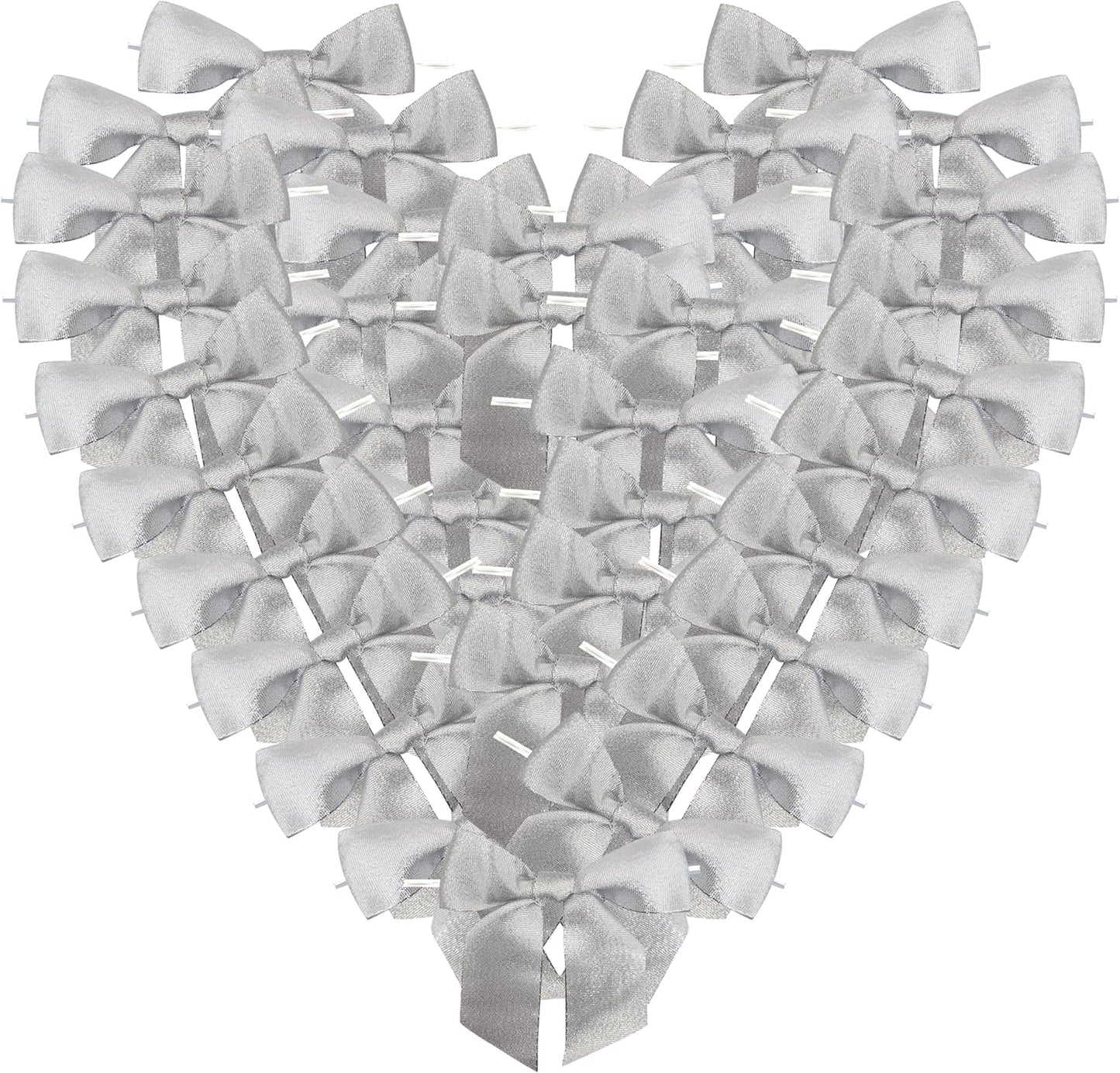 36pcs 4-1/2" Metallic Silver Glitter Ribbon Bows with Twist Ties for Gift Wrapping Packing Christmas Big Bows for Thanks Giving Giant Twist Tie Bows for Holiday Decoration (Silver)