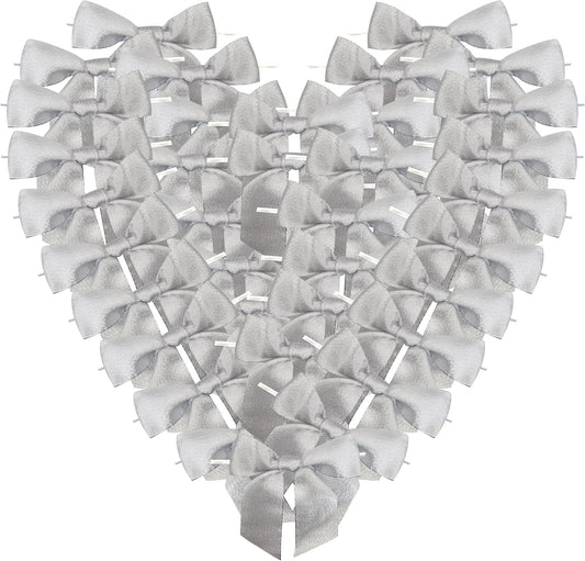 36pcs 4-1/2" Metallic Silver Glitter Ribbon Bows with Twist Ties for Gift Wrapping Packing Christmas Big Bows for Thanks Giving Giant Twist Tie Bows for Holiday Decoration (Silver)