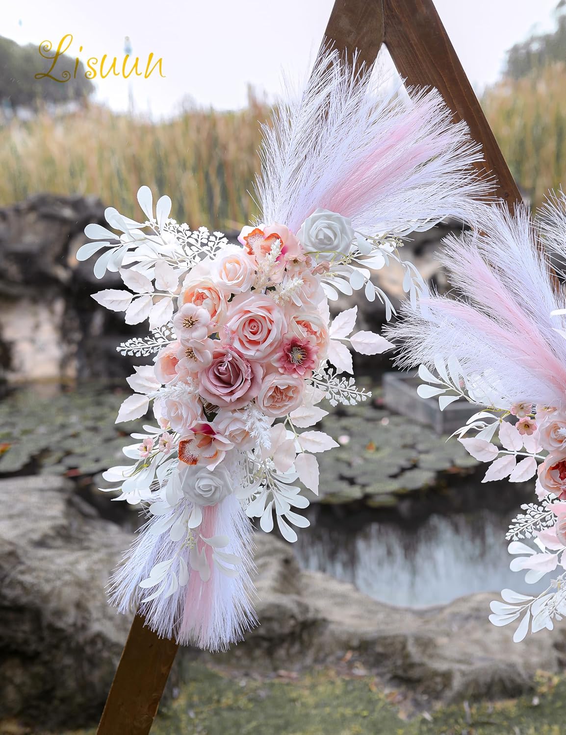 Wedding Arch Flowers, Artificial Flowers for Decoration, Large Flower Swag for Boho Styles Wedding Ceremony Floral Decor - Pack of 2