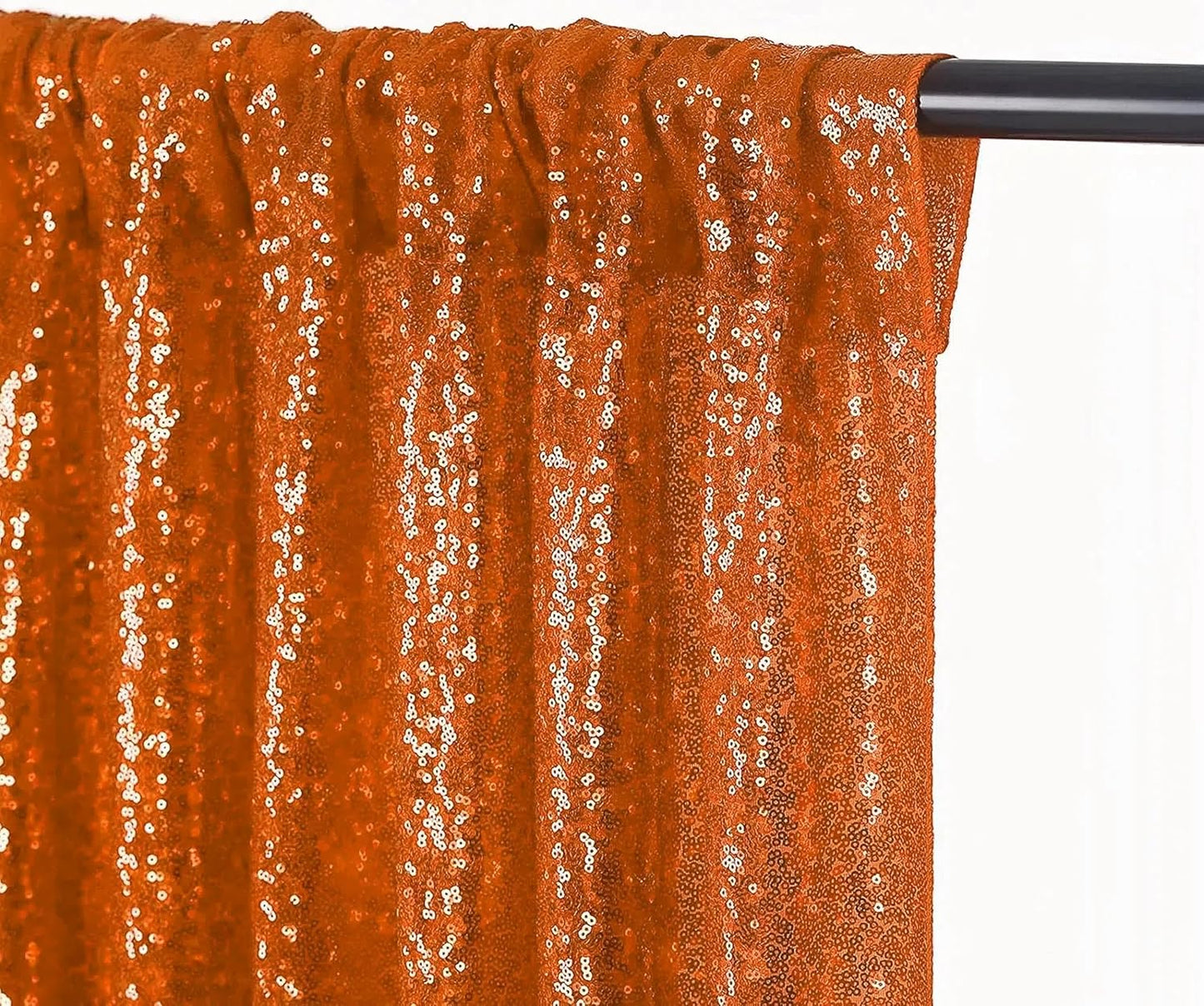 Orange Sequin Backdrop 2FTx8FT 2 Panel Glitter Fall Sequin Backdrop Sparkle Photo Background for Birthday Halloween Easter Thanksgiving