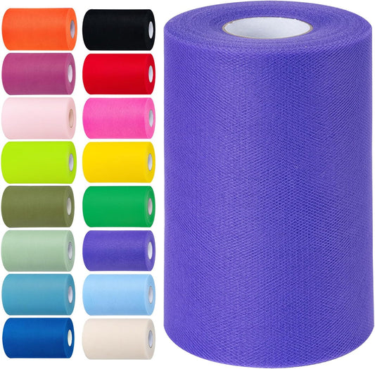 Deep Purple Tulle Fabric Rolls 6 Inch by 100 Yards (300 feet) Tulle Roll Spool Fabric for DIY Tutu Skirt Baby Shower Birthday Party Wedding Decorations Christmas Craft Supplies (Deep Purple)