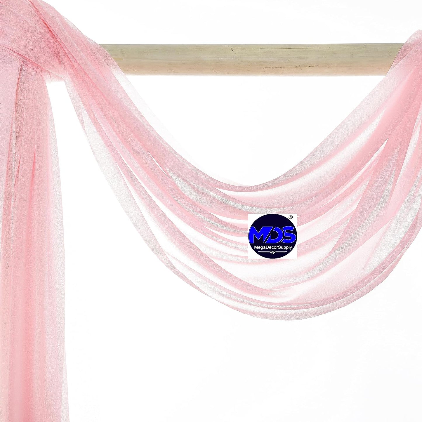 MDS Halloween Chiffon Draping Fabric - 1 Panel, 30" Wide x 50ft Long - Sheer Spooky Arbor & Canopy Drapery for Haunted House Backdrops, Party Ceilings, DIY Costumes & Themed Events - Blush Pink